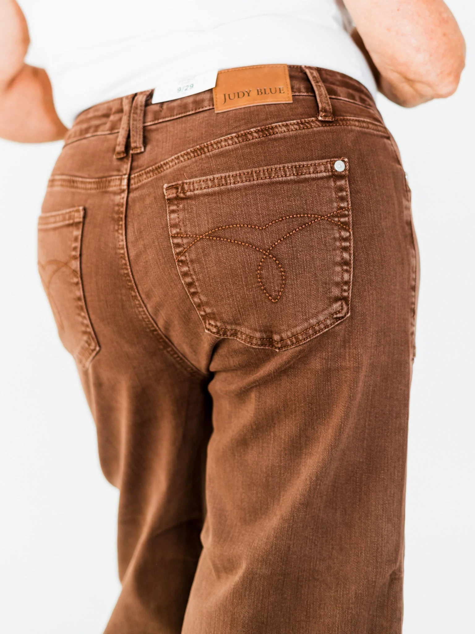 Judy Blue Mid-Rise Wide Leg Cropped Maple Garment Dyed Utility Pocket Jeans FINAL SALE - Image 5