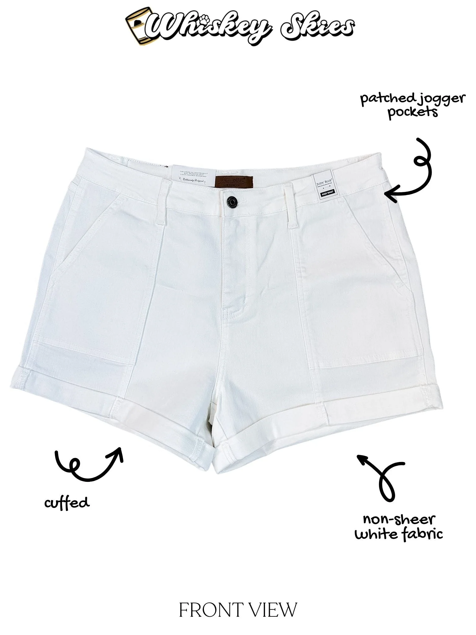 Judy Blue White High Waist Aurora Weekender Double Cuff Shorts FINAL SALE - Image 3