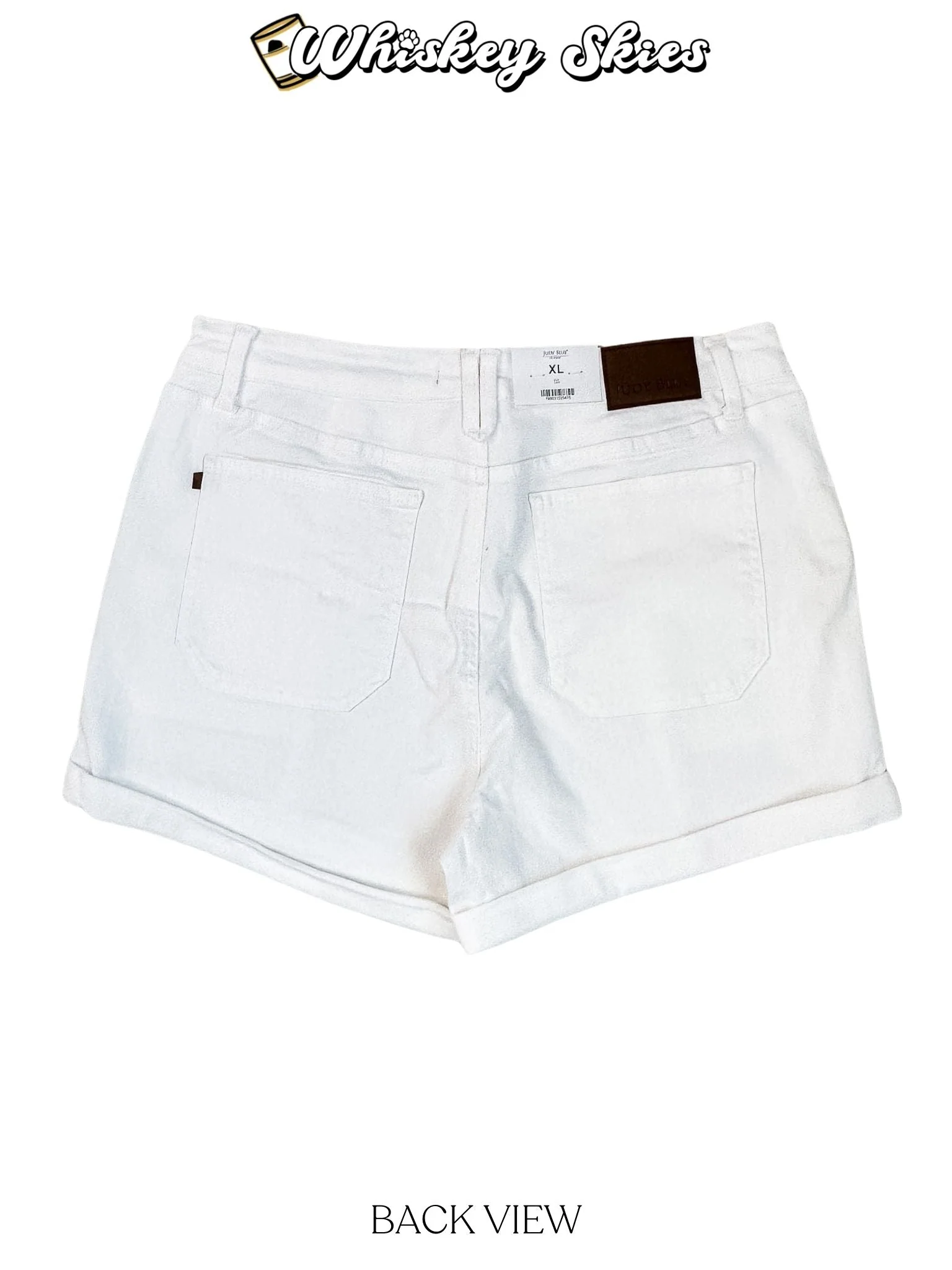 Judy Blue White High Waist Aurora Weekender Double Cuff Shorts FINAL SALE - Image 4