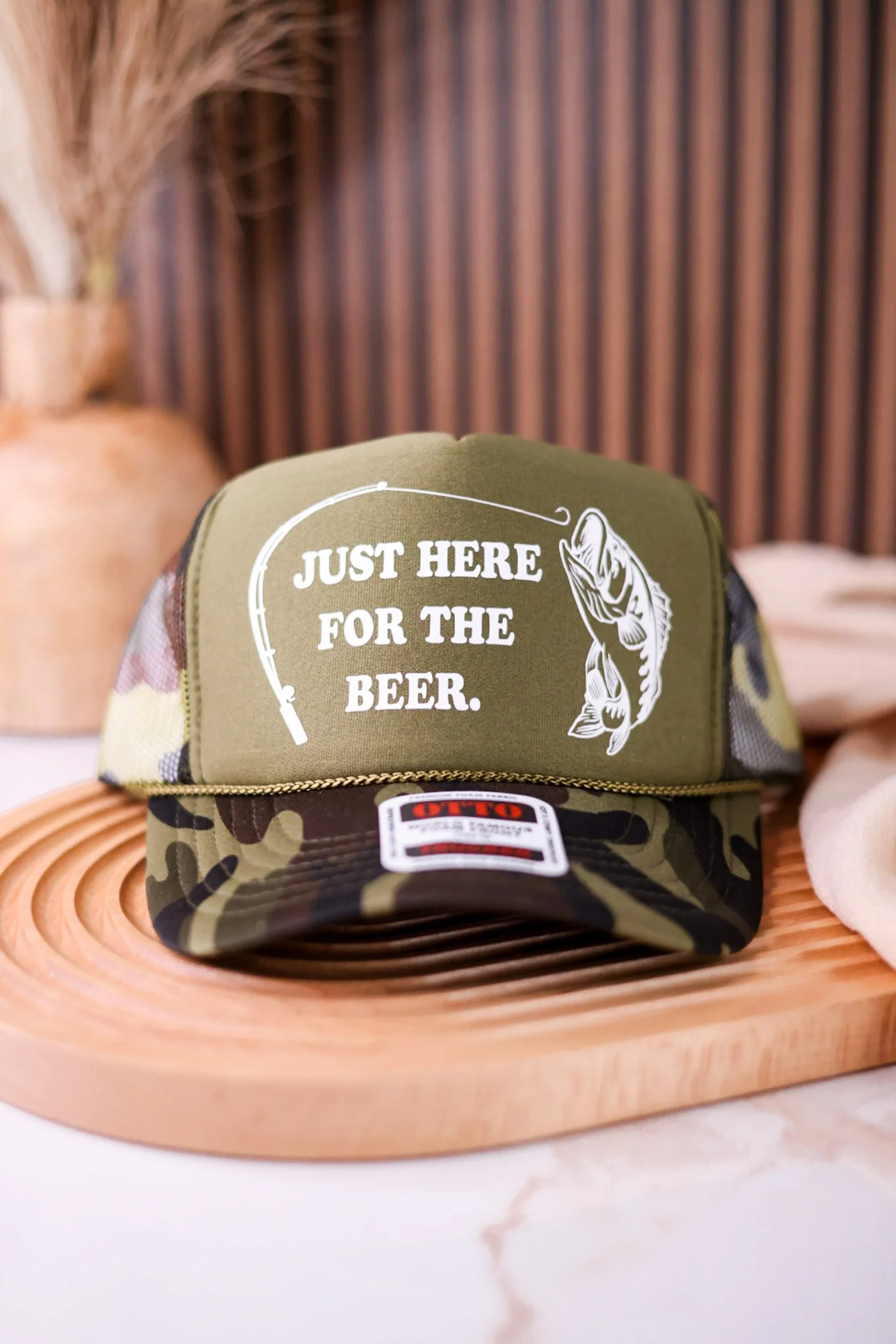 Just Here For The Beer Snap Back Trucker Hat - Image 2