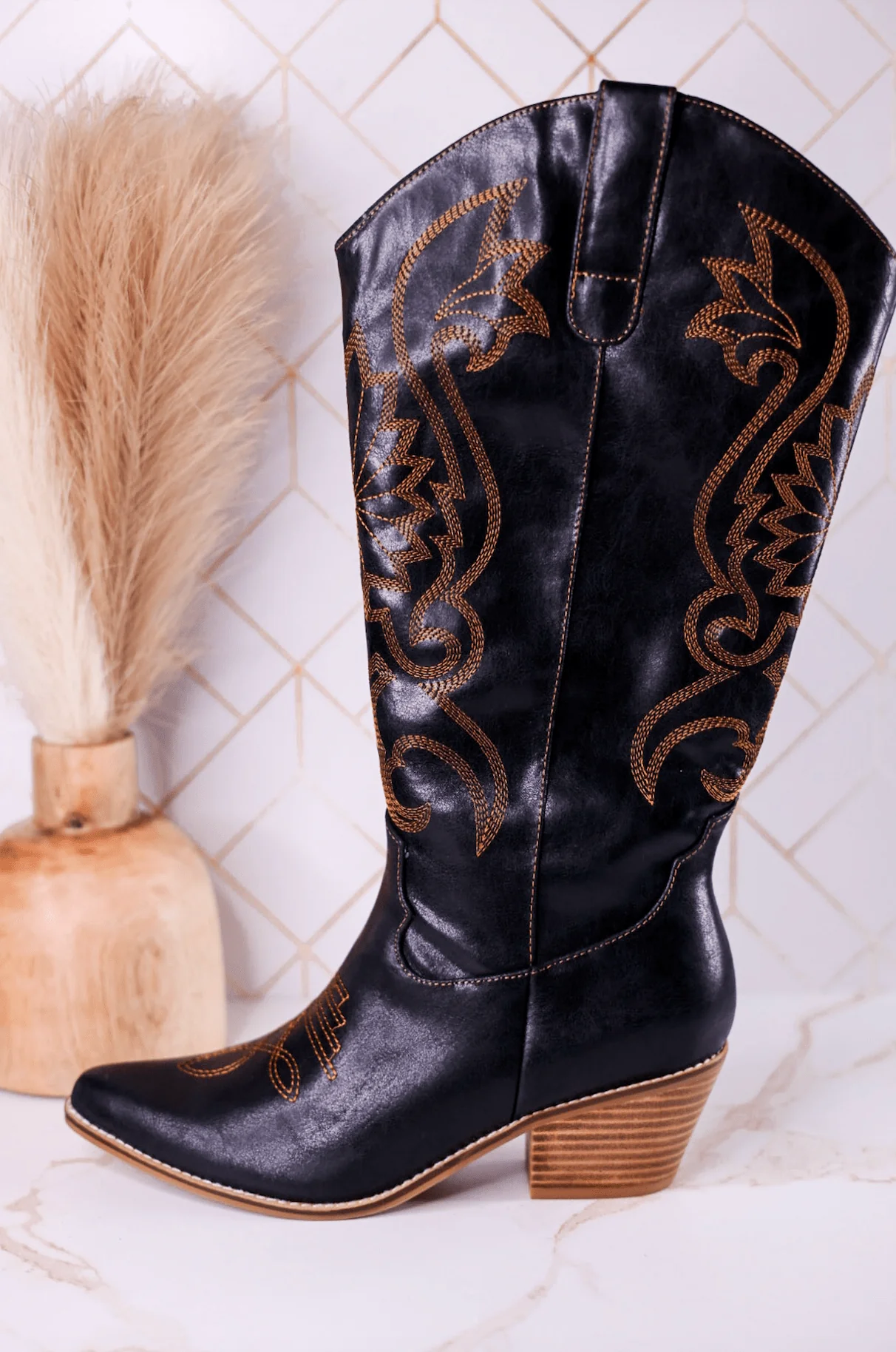 Just In Case Black Wide Calf Cowboy Boots FINAL SALE