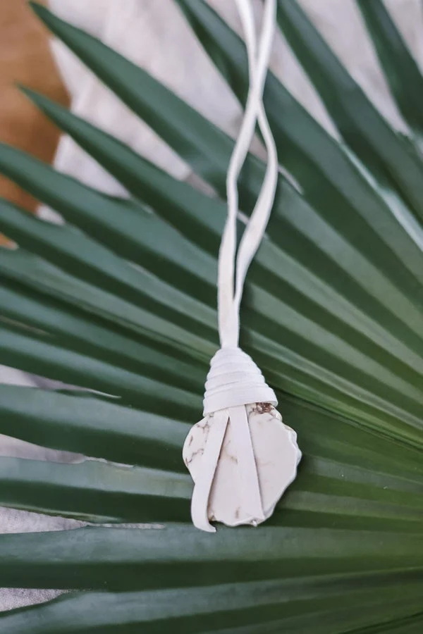 Leather Necklace W/ Howlite Stone FINAL SALE - Image 6