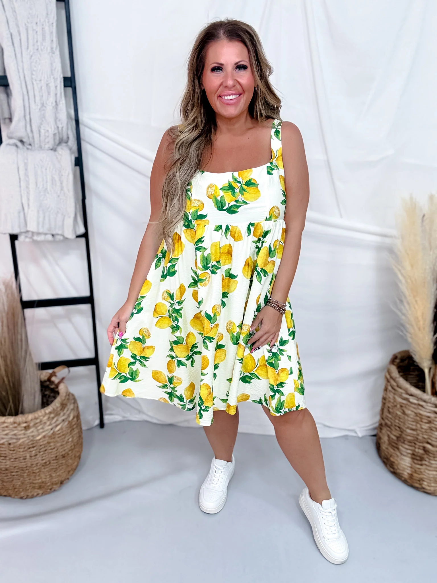 Lemon Print Dress With Empire Waist FINAL SALE - Image 2
