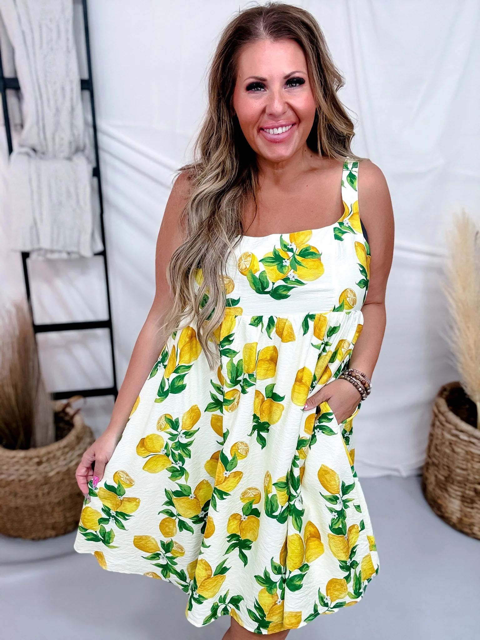 Lemon Print Dress With Empire Waist FINAL SALE - Image 4