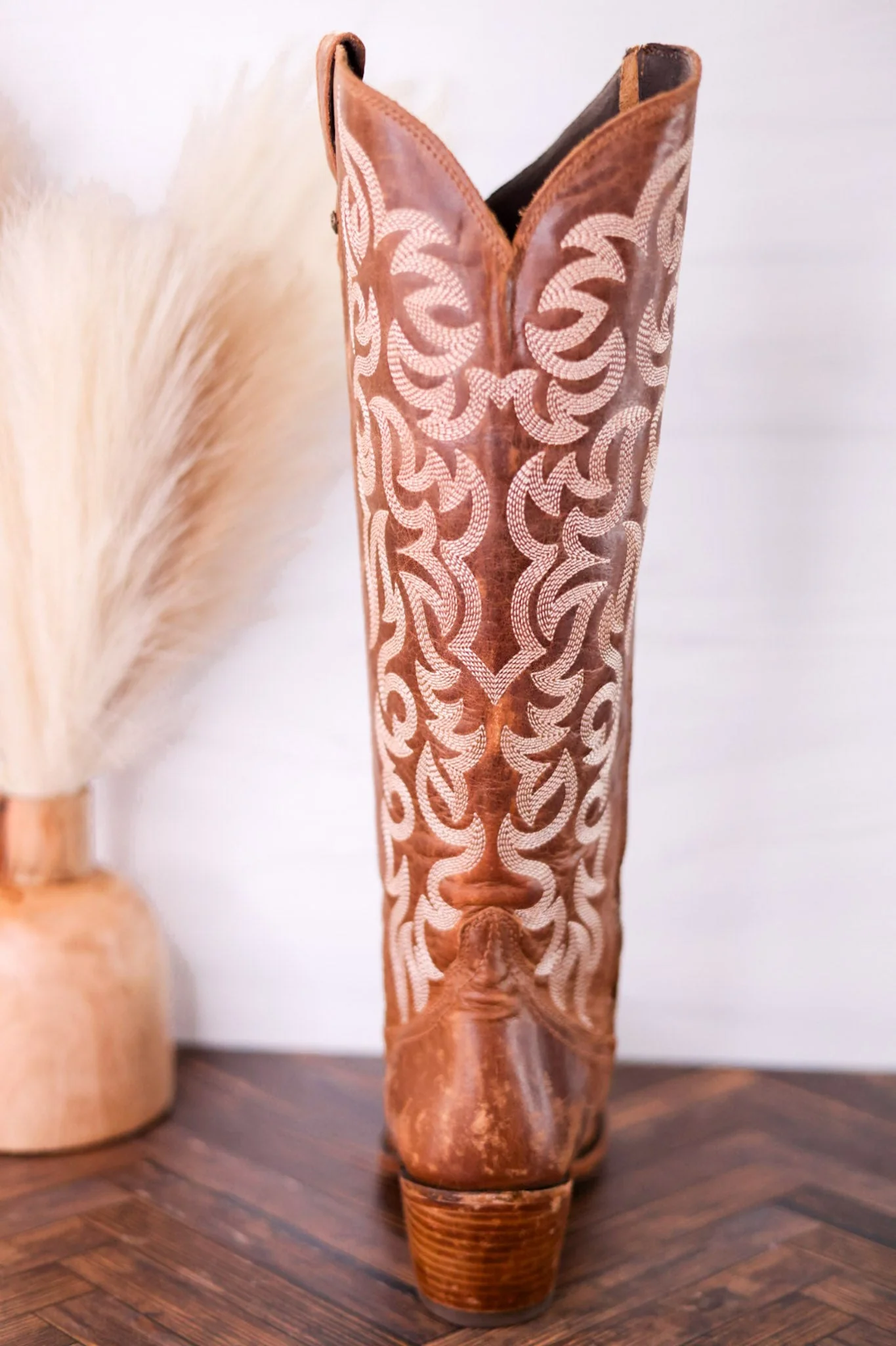 Liberty Black Aretha Mossil Leather Tan Wide Calf Boots - Image 5