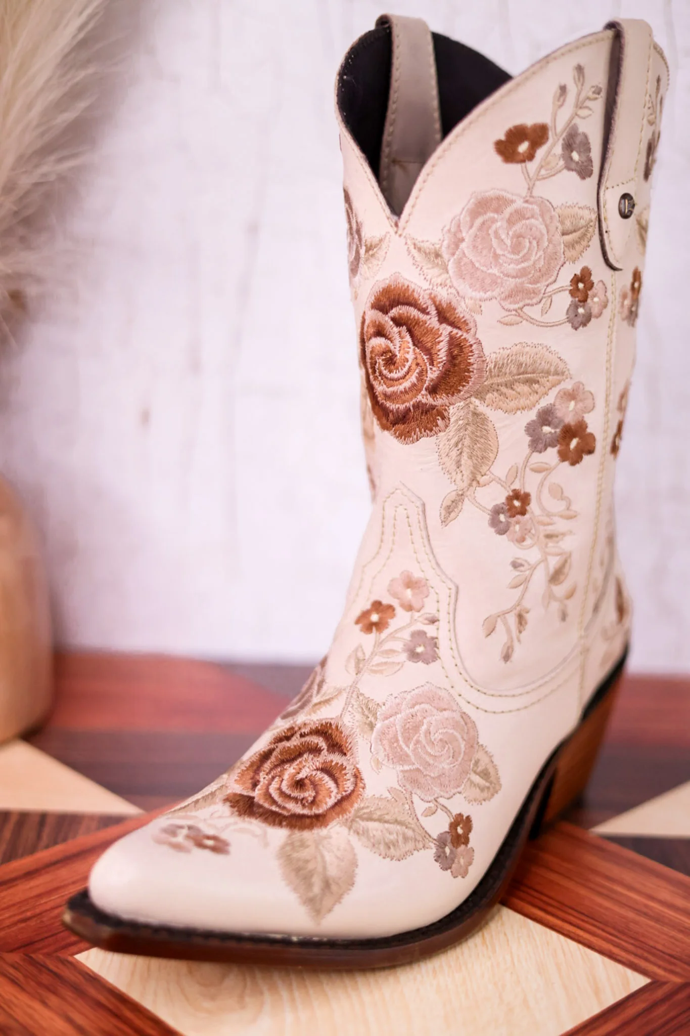 Liberty Black Ginebra Floral Boots in Bone - Image 4