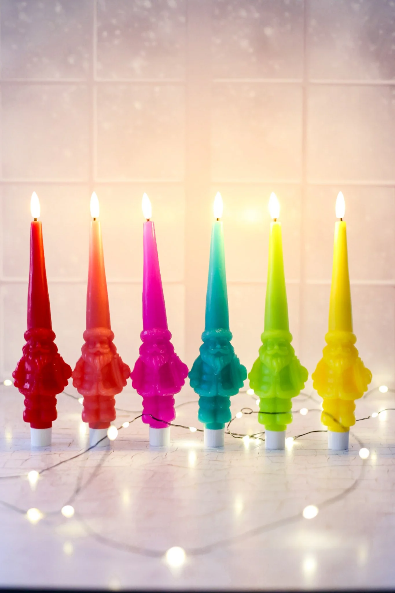 Light Up Santa Tapered Flameless Candle (6 Colors) FINAL SALE - Image 2