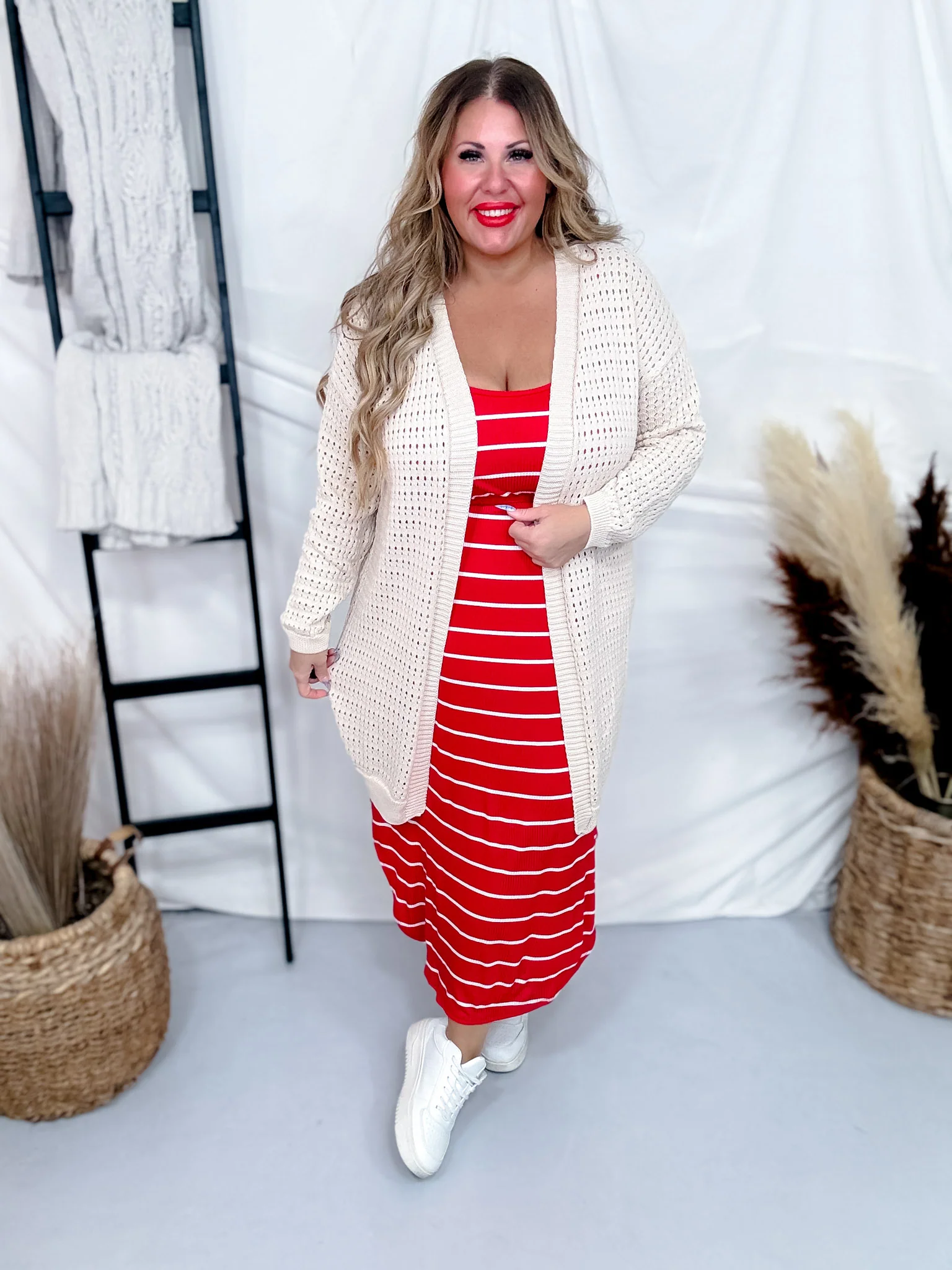 Long Sleeve Cream Knit Open Cardigan FINAL SALE - Image 2