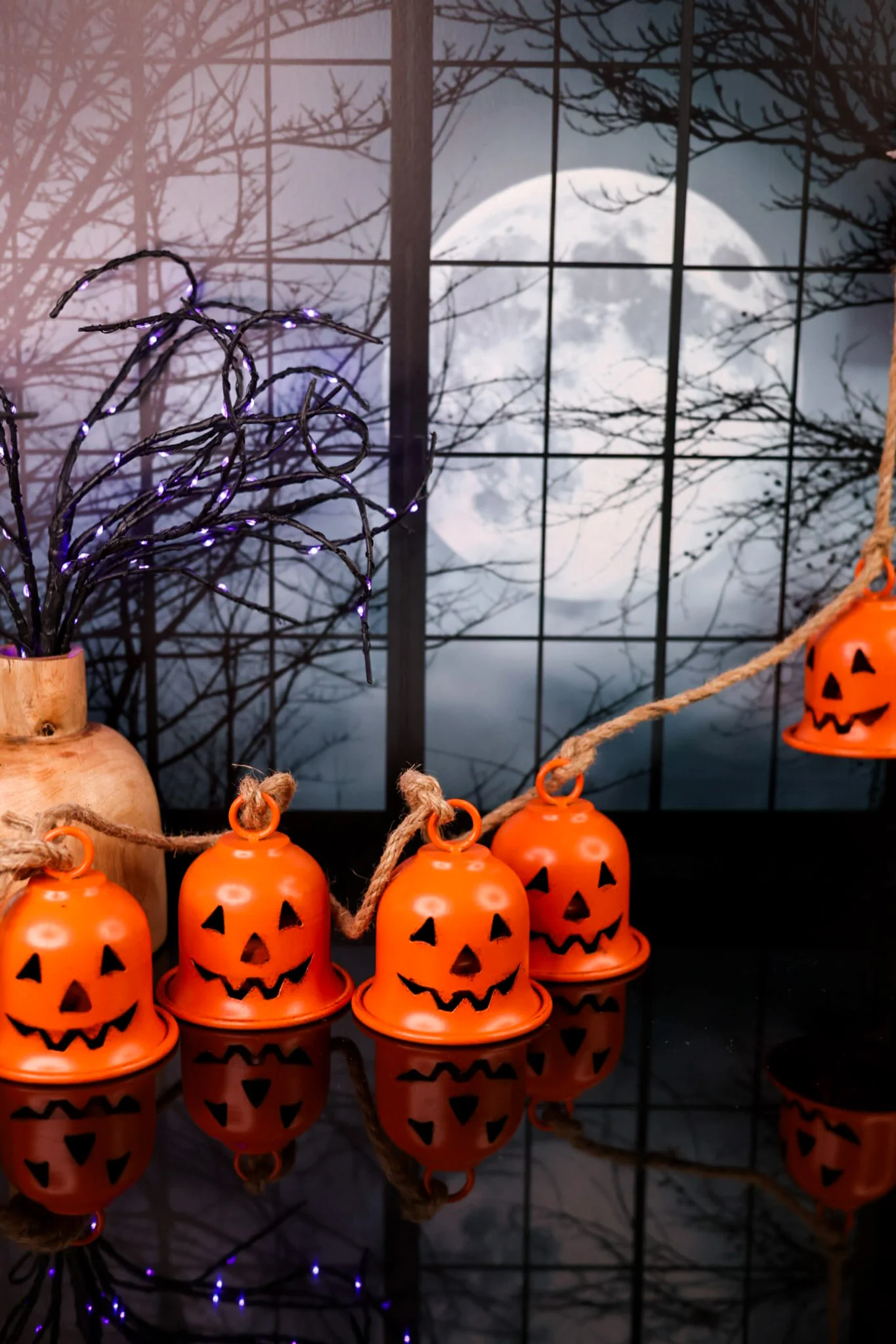 Metal Jack-O-Lantern Bell Garland FINAL SALE - Image 3