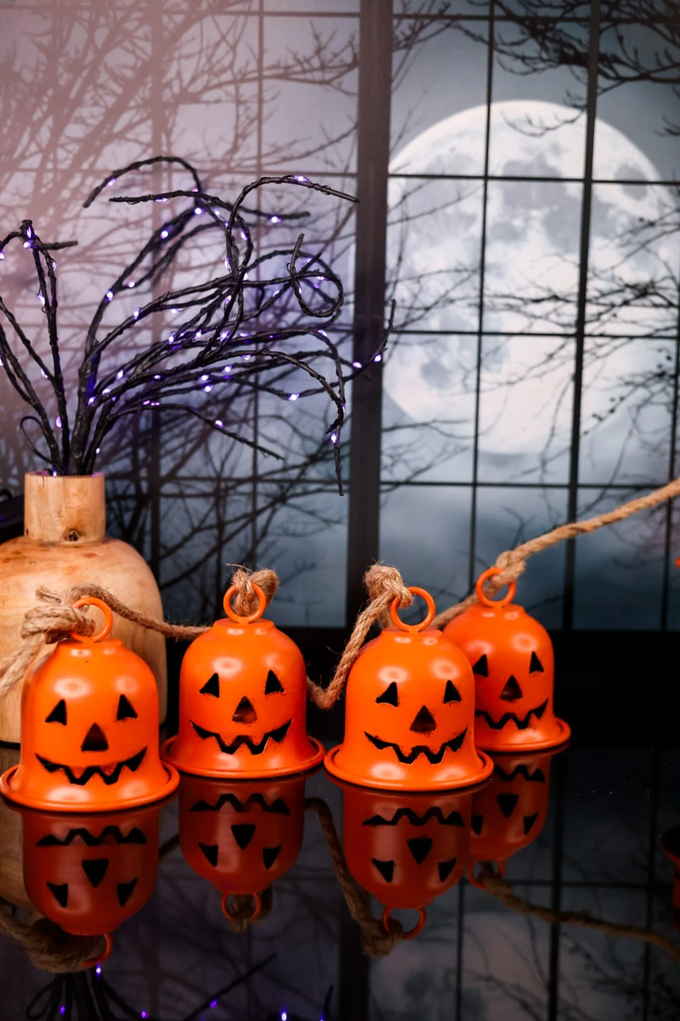 Metal Jack-O-Lantern Bell Garland FINAL SALE - Image 4