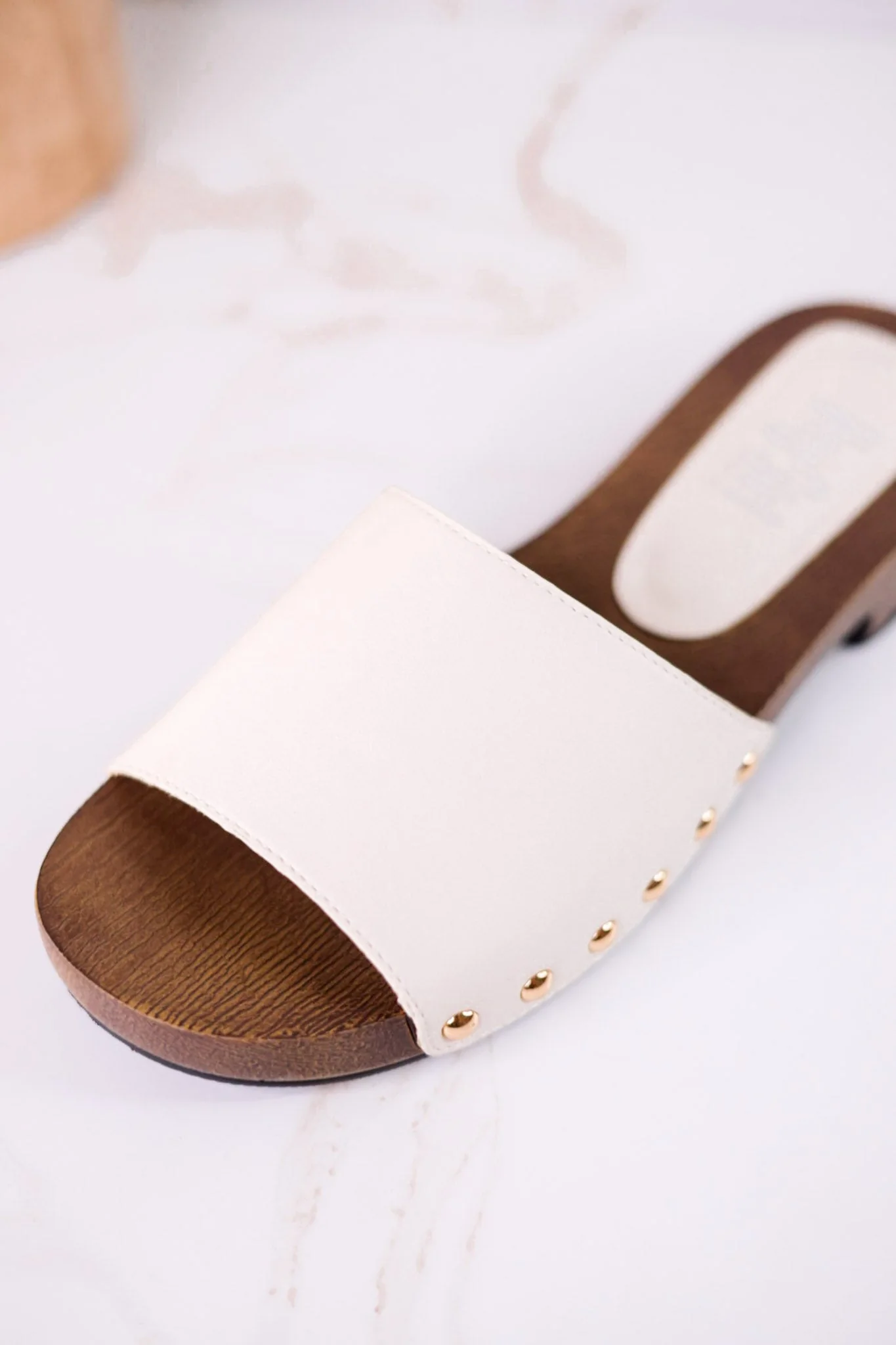 "Mind Your Business" Slip On Sandals In Ivory - Image 3