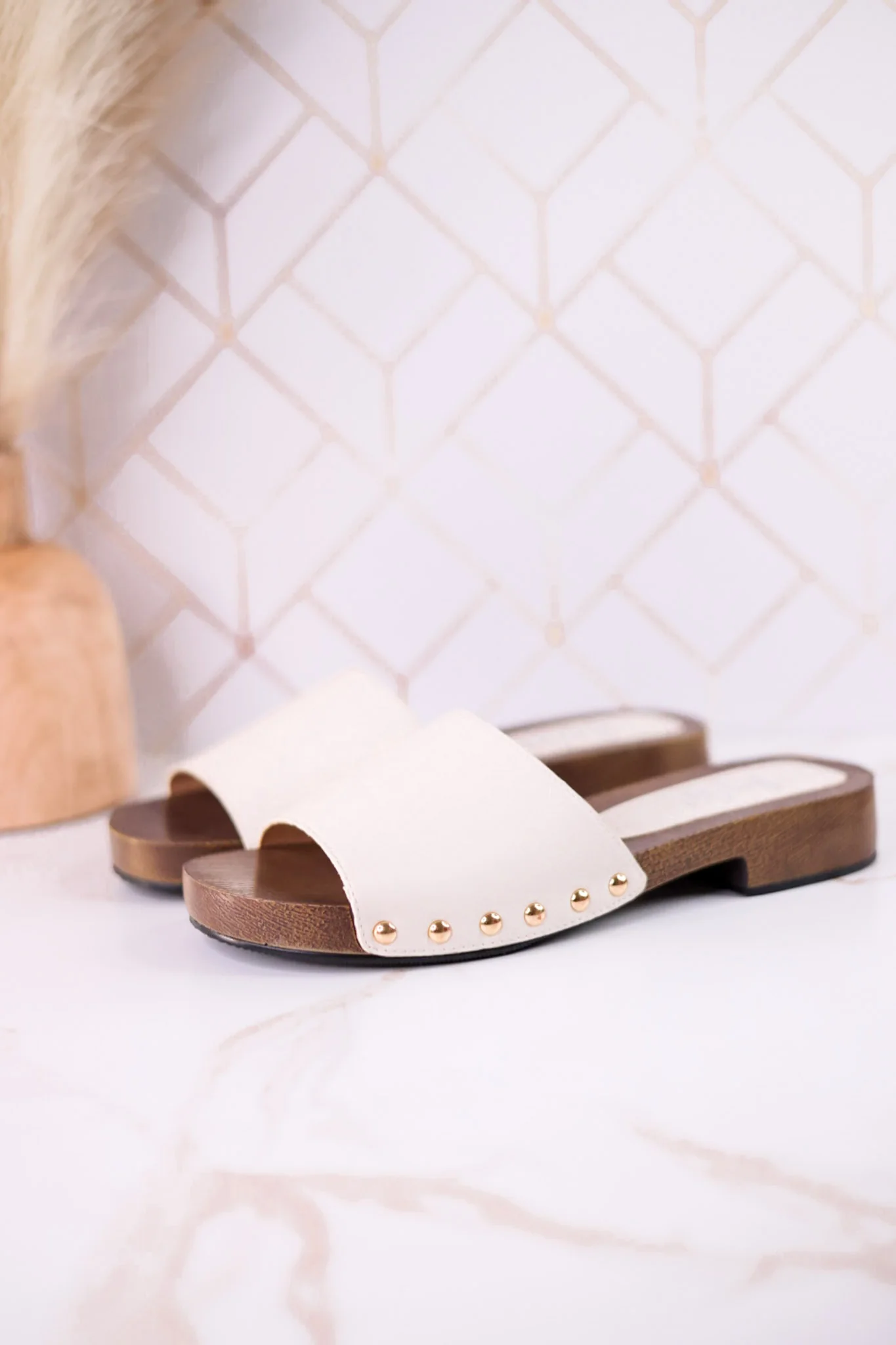 "Mind Your Business" Slip On Sandals In Ivory - Image 9