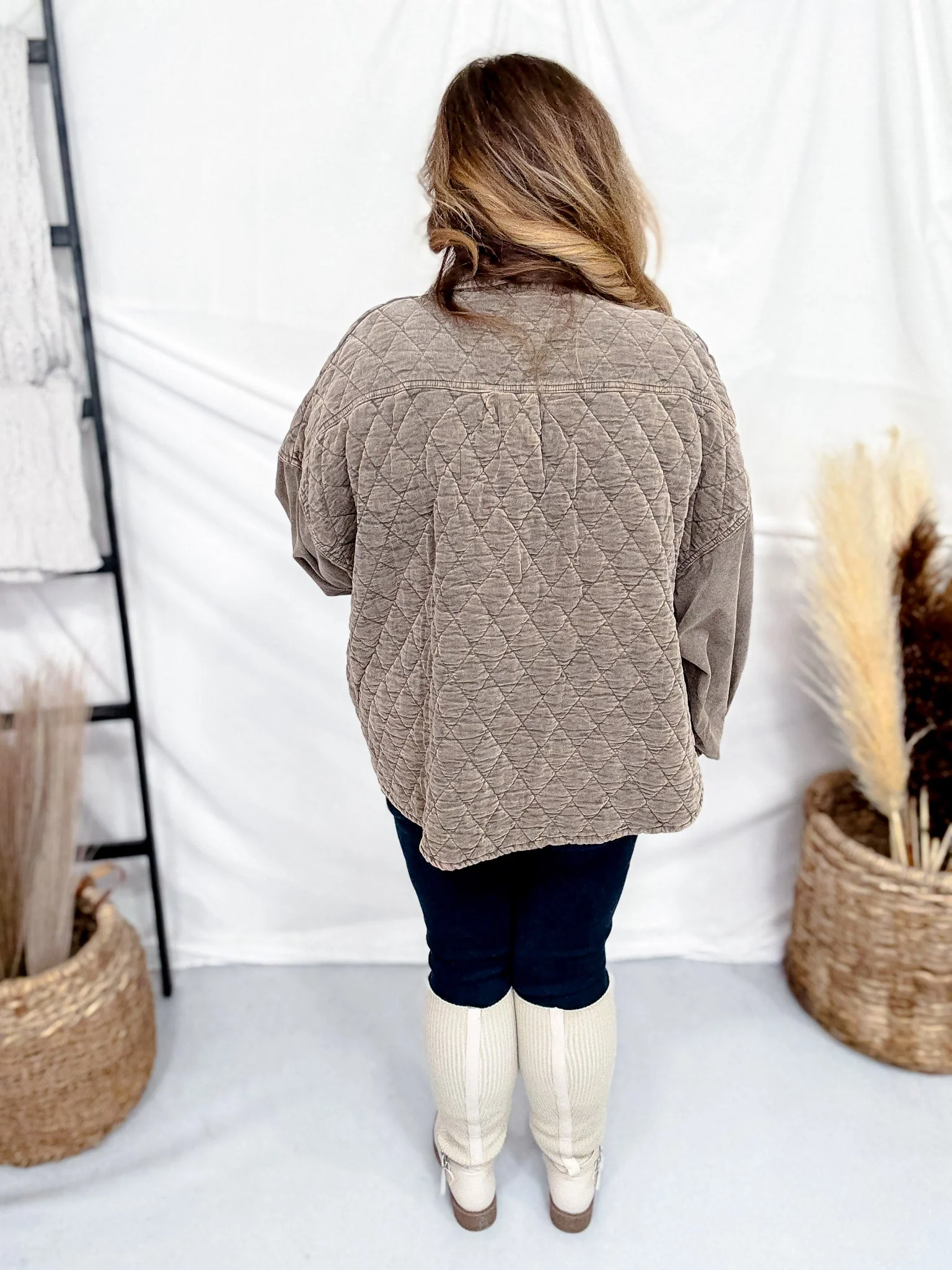 Mushroom Olive Corduroy Mineral Washed Shacket FINAL SALE - Image 7