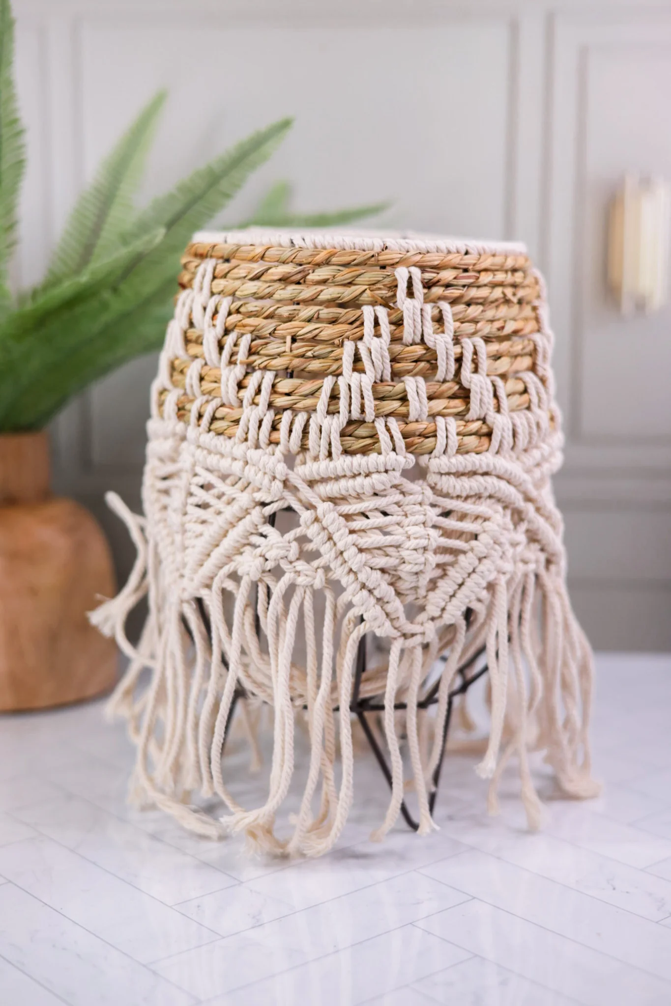 Natural Seagrass Lantern FINAL SALE