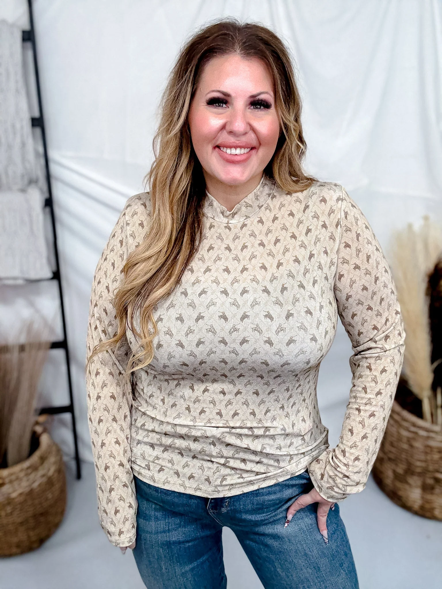 Old School Western Print Vibes Long Sleeve Top FINAL SALE