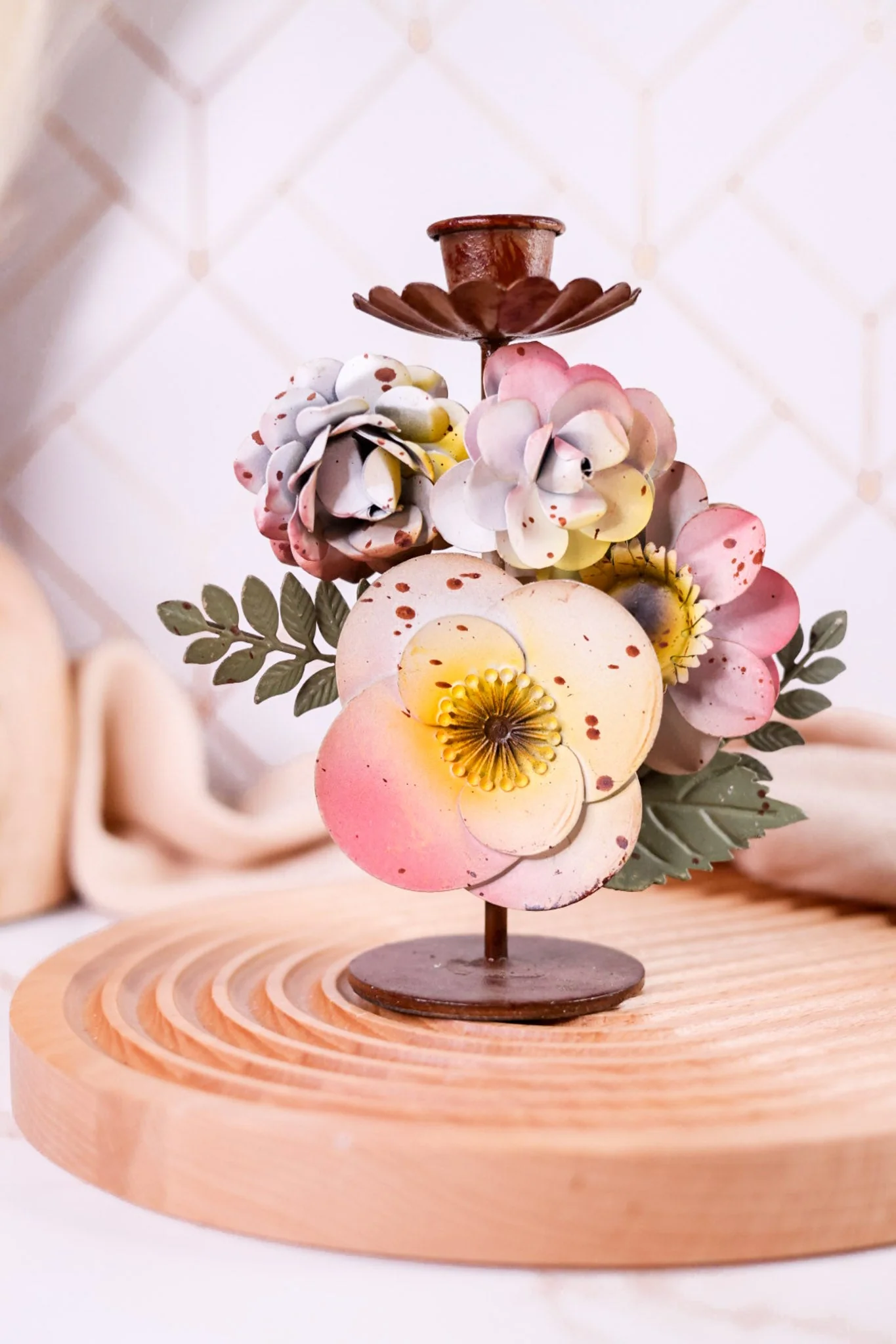 Painted Metal Floral Candle Holders (6 Styles) - Image 10