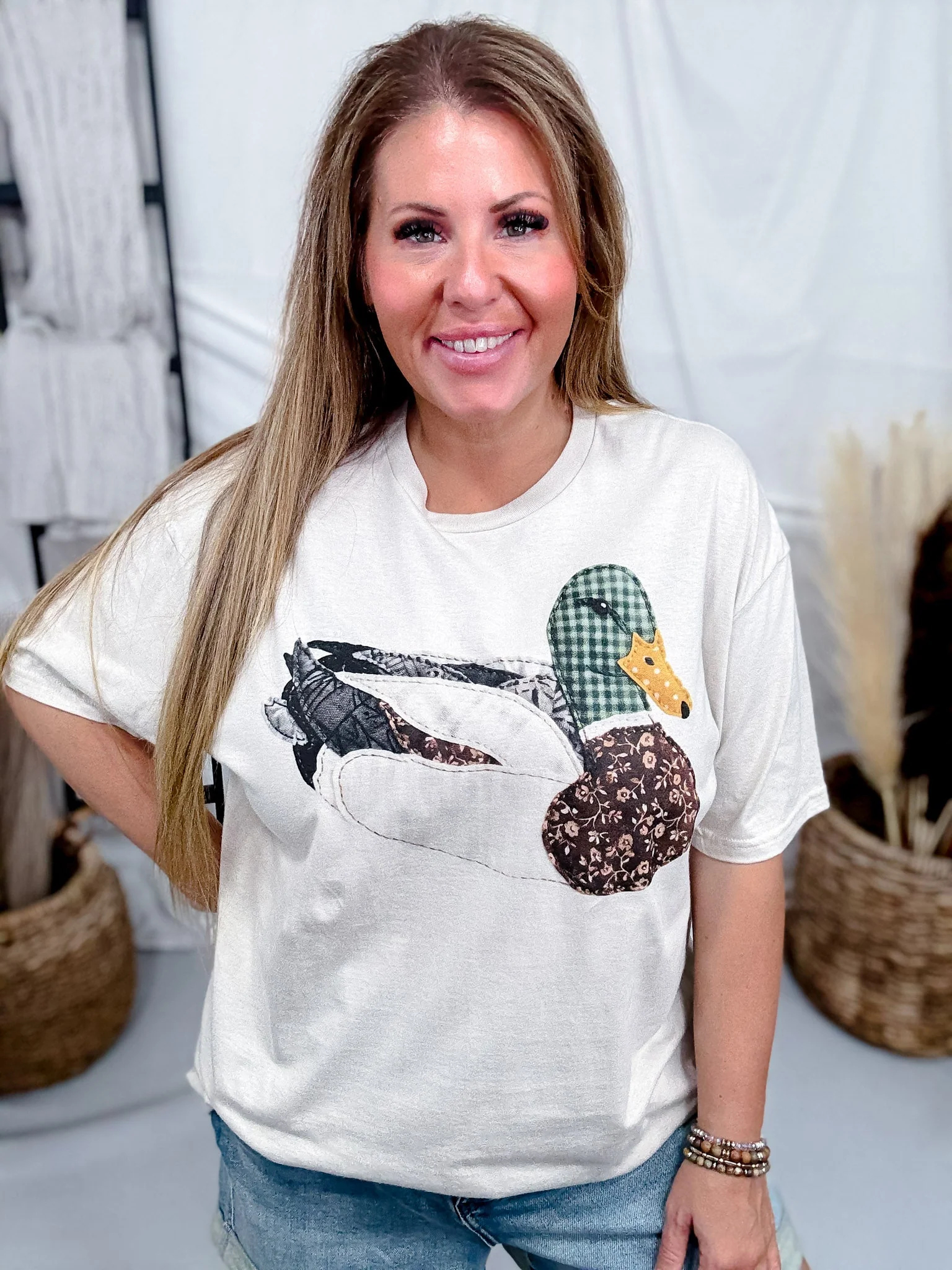 Patchwork Mallard Duck Short Sleeve Graphic Tee - Image 4
