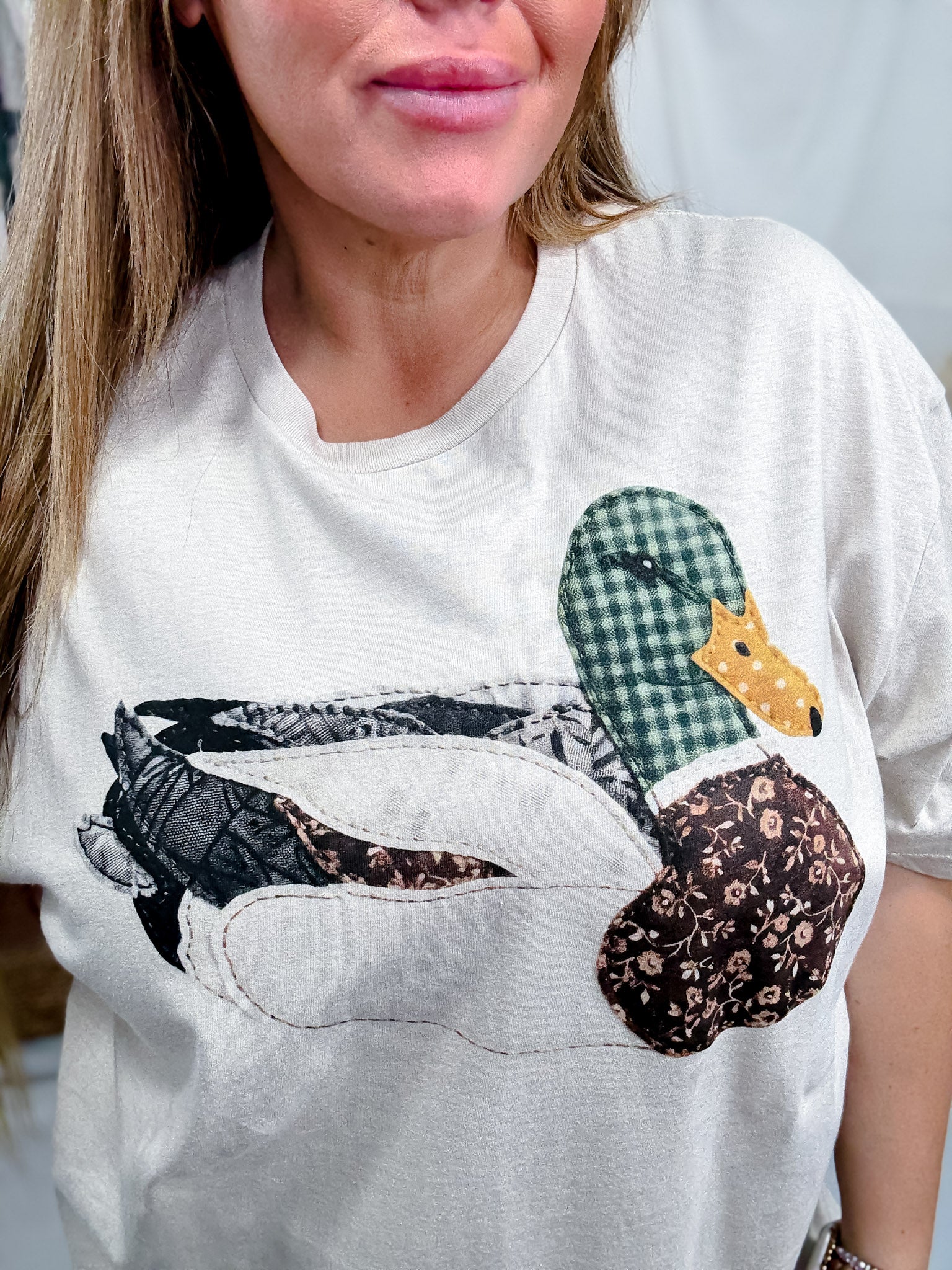 Patchwork Mallard Duck Short Sleeve Graphic Tee - Image 5