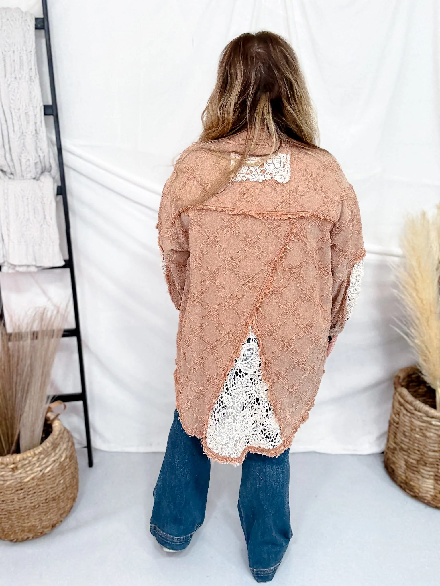 Peach Jam Long Sleeve Shacket W/ Crochet Detail FINAL SALE - Image 6