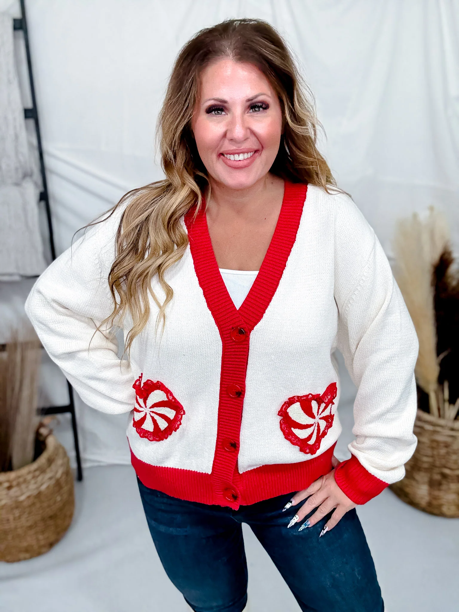 Heart Shaped Peppermint Swirl Button Front Cardigan FINAL SALE - Image 6