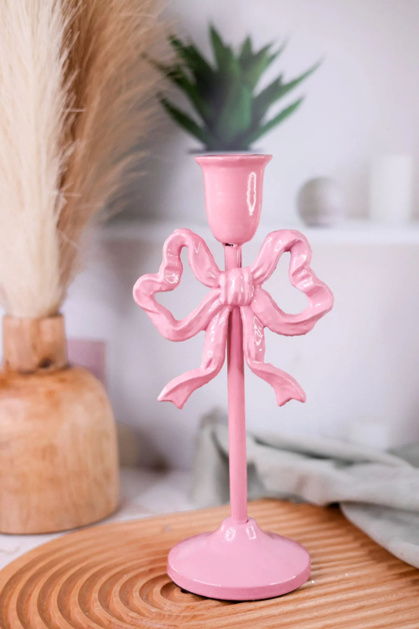 Pink Bow Taper Candlesticks (2 Sizes) - Image 3