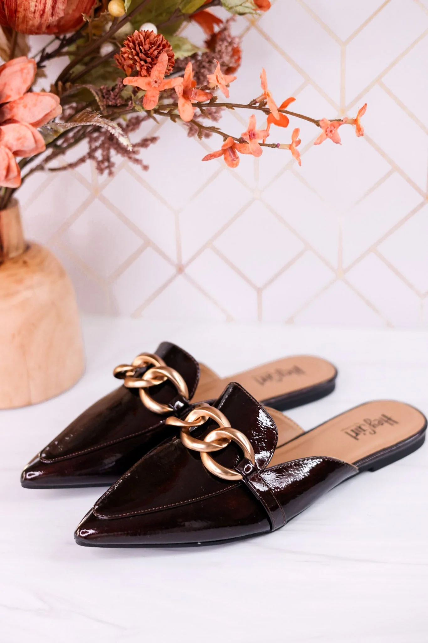 Playin For Keeps Merlot Patent Leather Mules FINAL SALE - Image 2