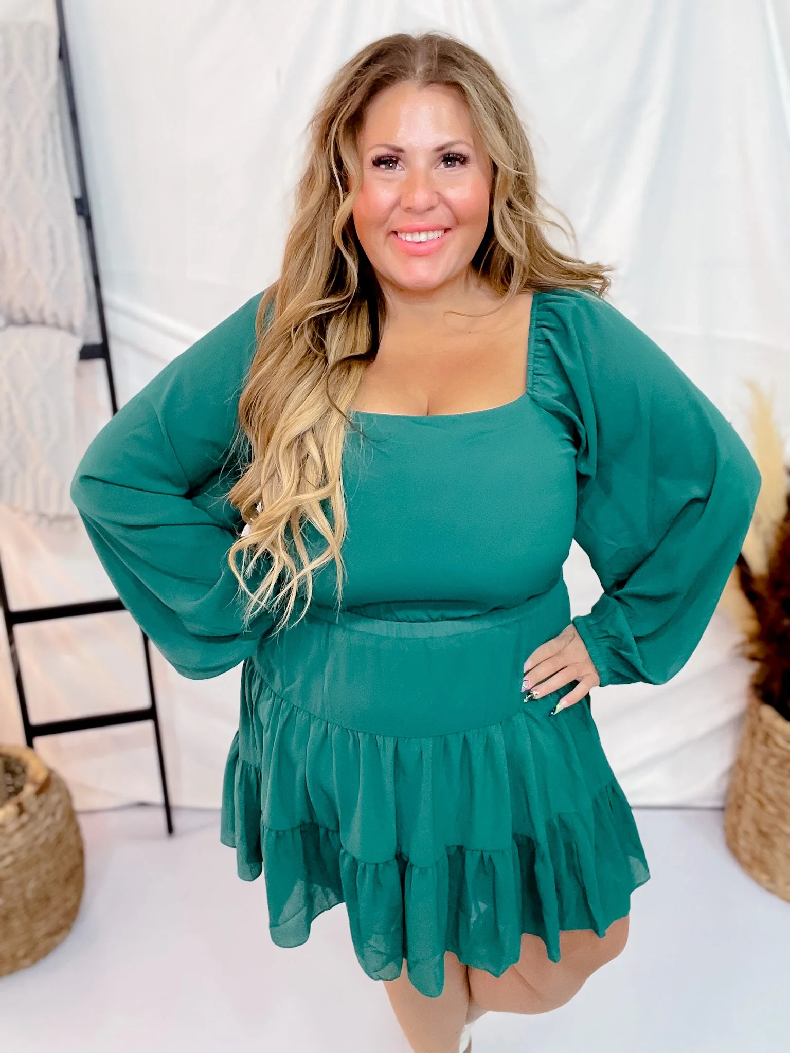 Puff Long Sleeve Tiered Ruffle Mini Dress FINAL SALE