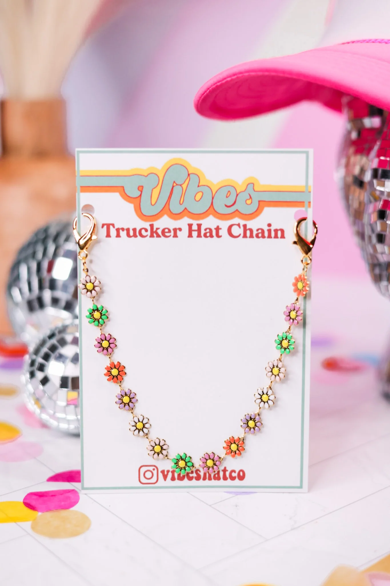 Rainbow Daisy Trucker Hat Chain - Image 3