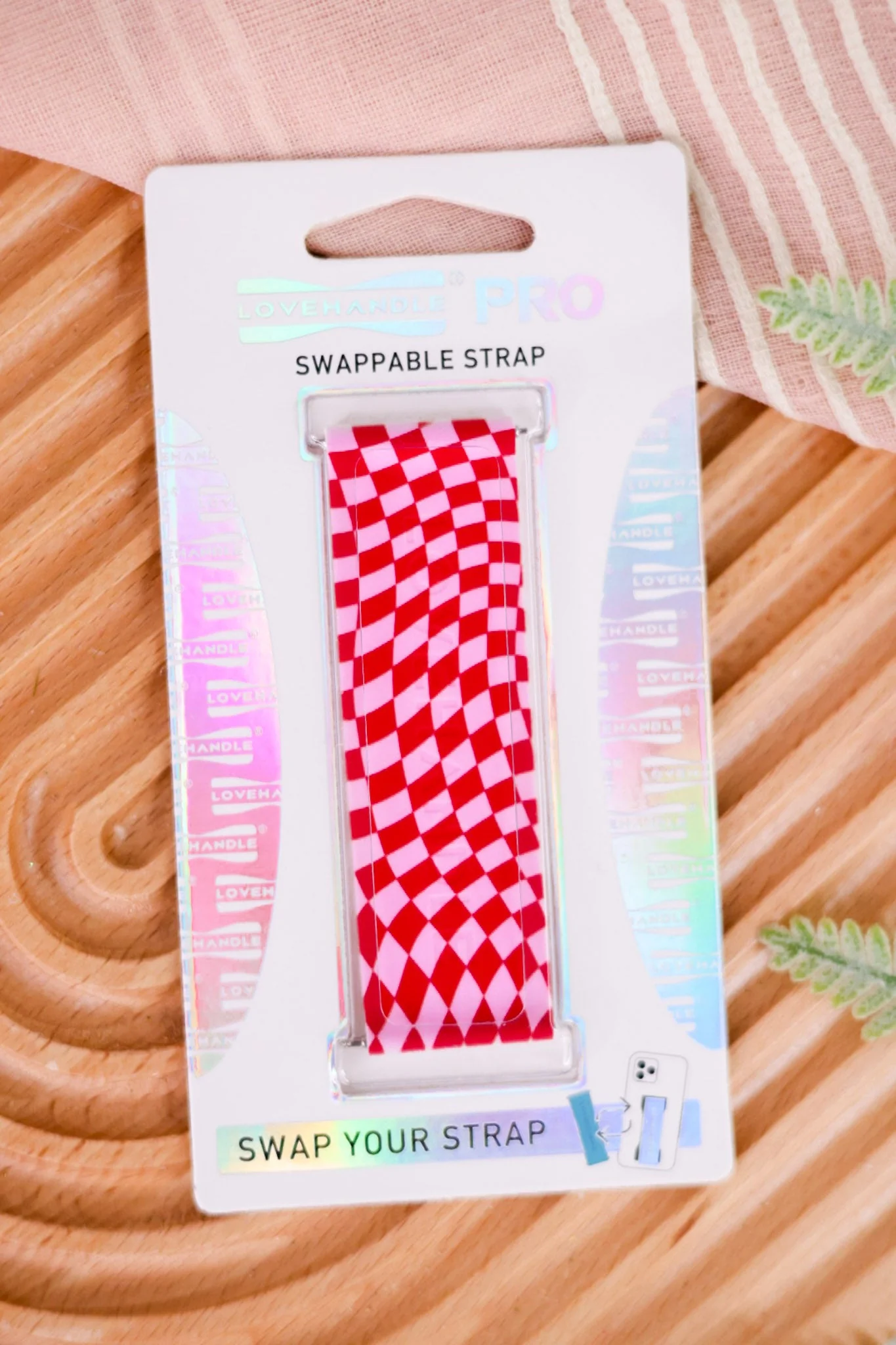 Red and Pink Checkered Lovehandle Pro Swappable Strap