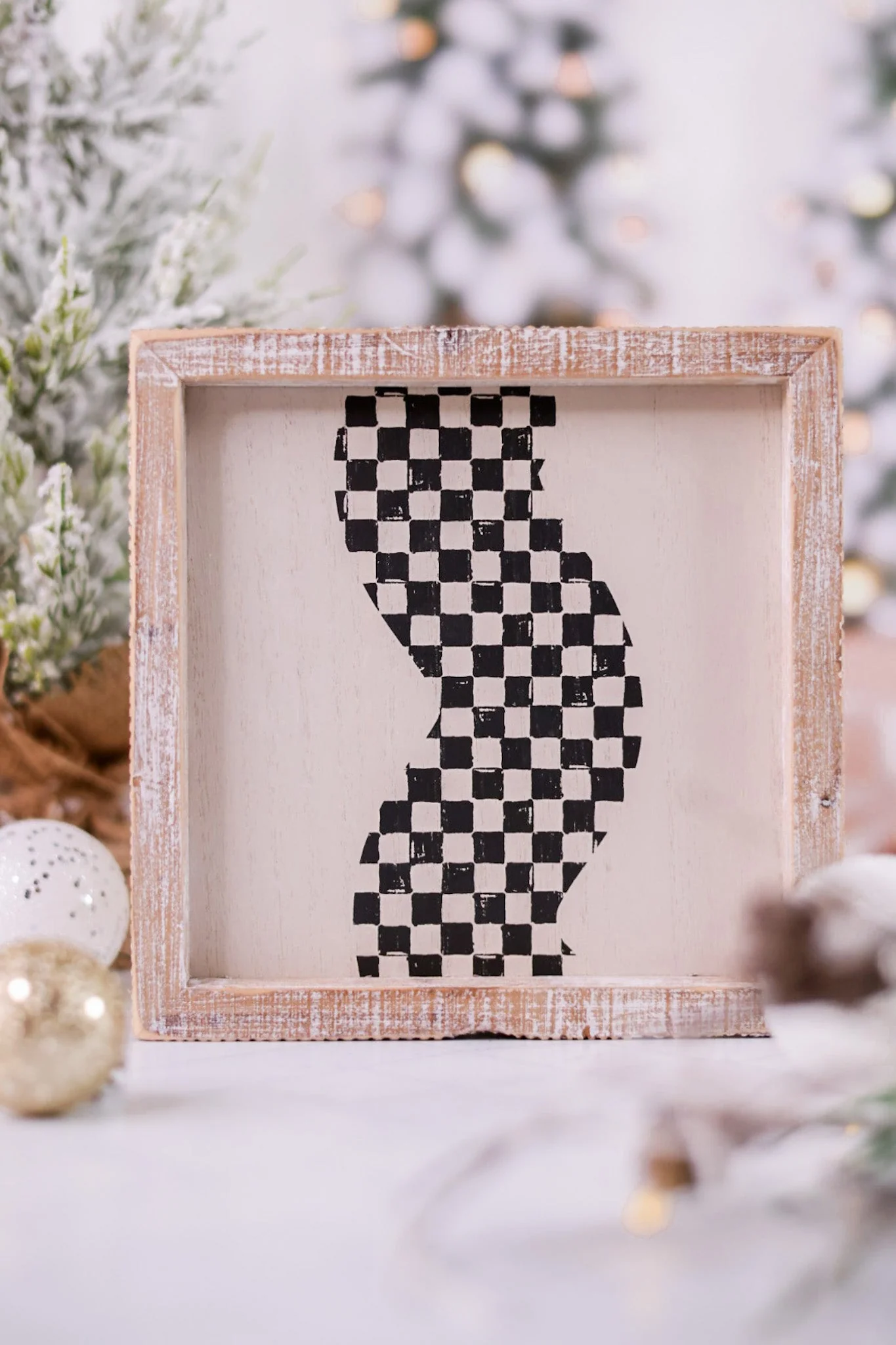 Reversible Checkered Ornaments Wood-Framed Sign FINAL SALE - Image 3