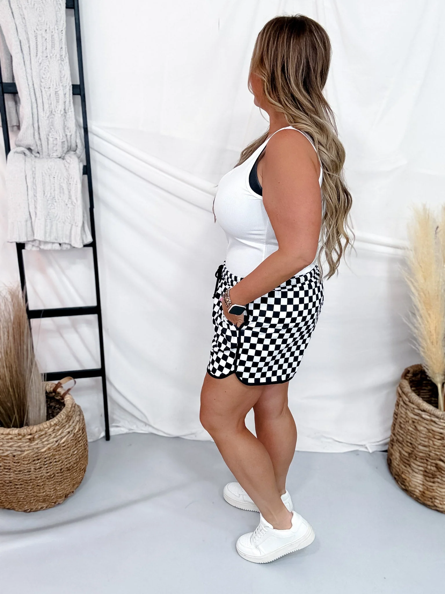 Regular Length Round the Track Black and White Checkered Shorts FINAL SALE - Image 7
