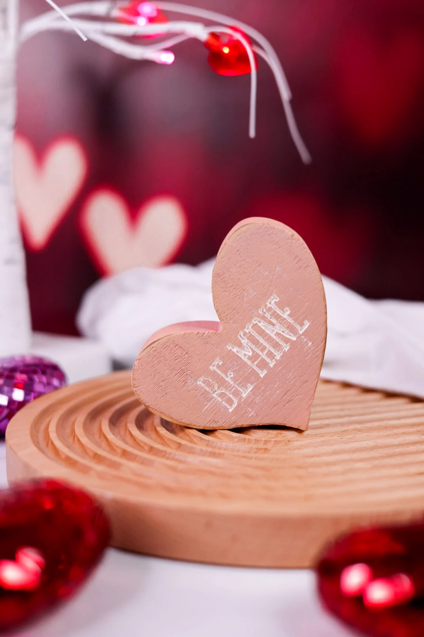 Rustic Red & Pink Wooden Conversation Heart Blocks (6 Styles) FINAL SALE - Image 5