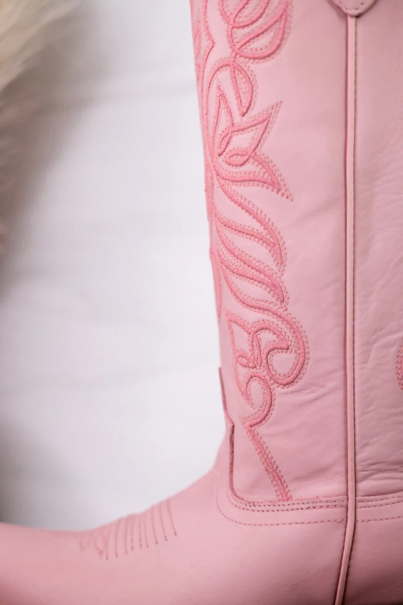 Sally Midi Wide Calf Pink Leather Embroidered Boots - Image 7