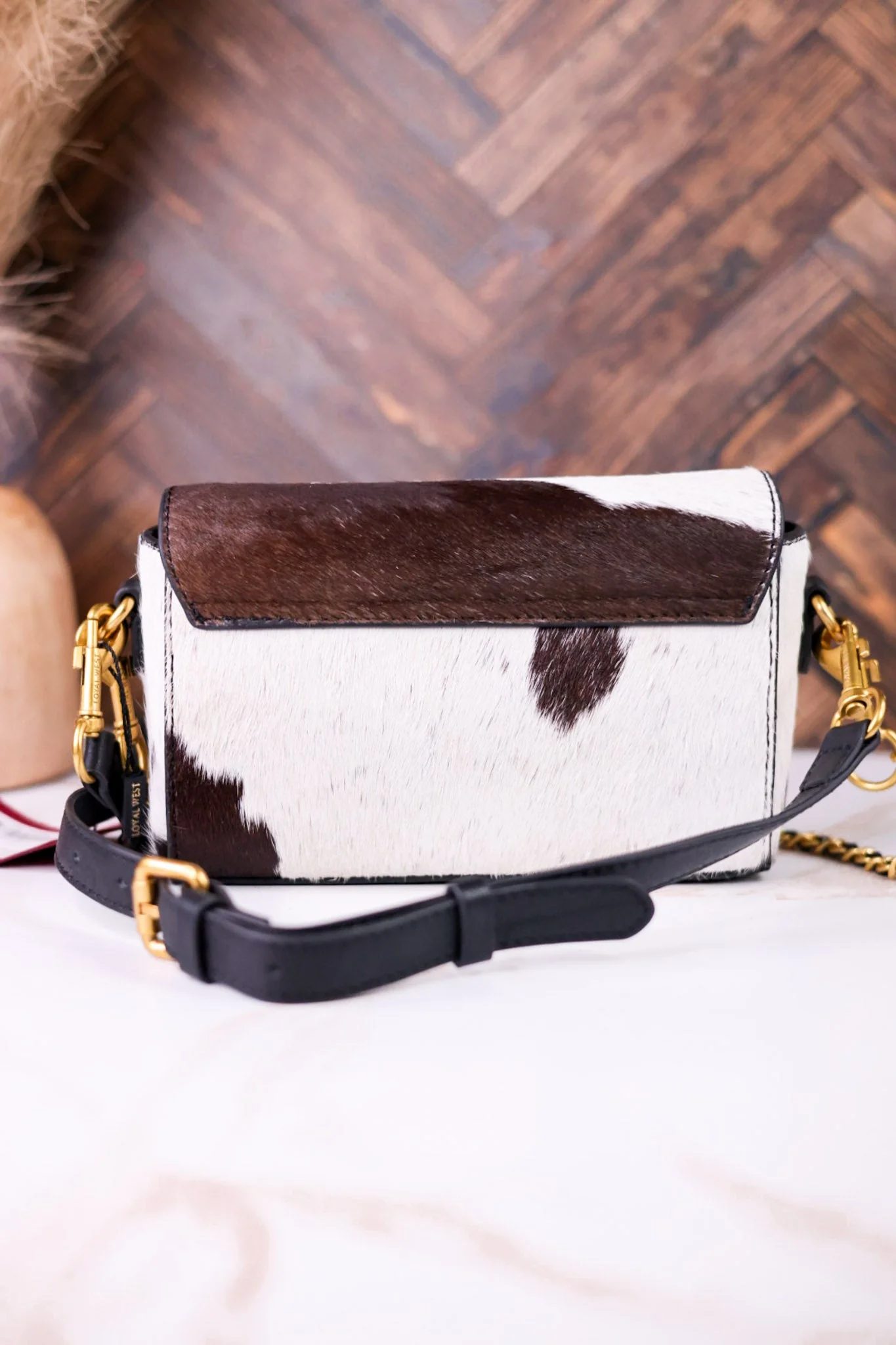 SAVI Mini Bag in Black & White Cowhide - Image 3