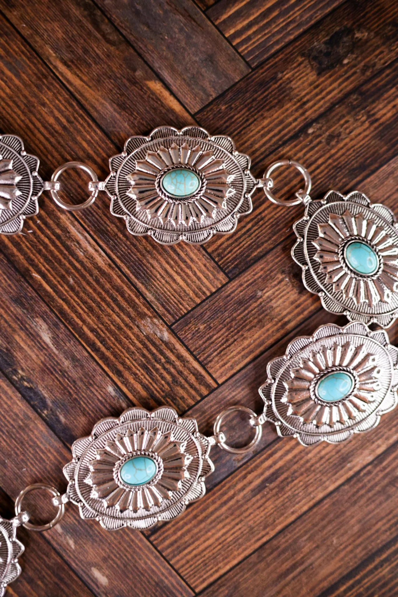She Is Fearless Floral Silver Concho Link Belt - Image 2