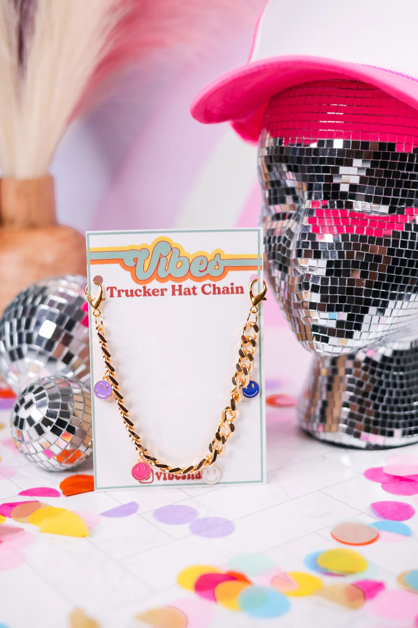 Gold Smiley Trucker Hat Chain - Image 3