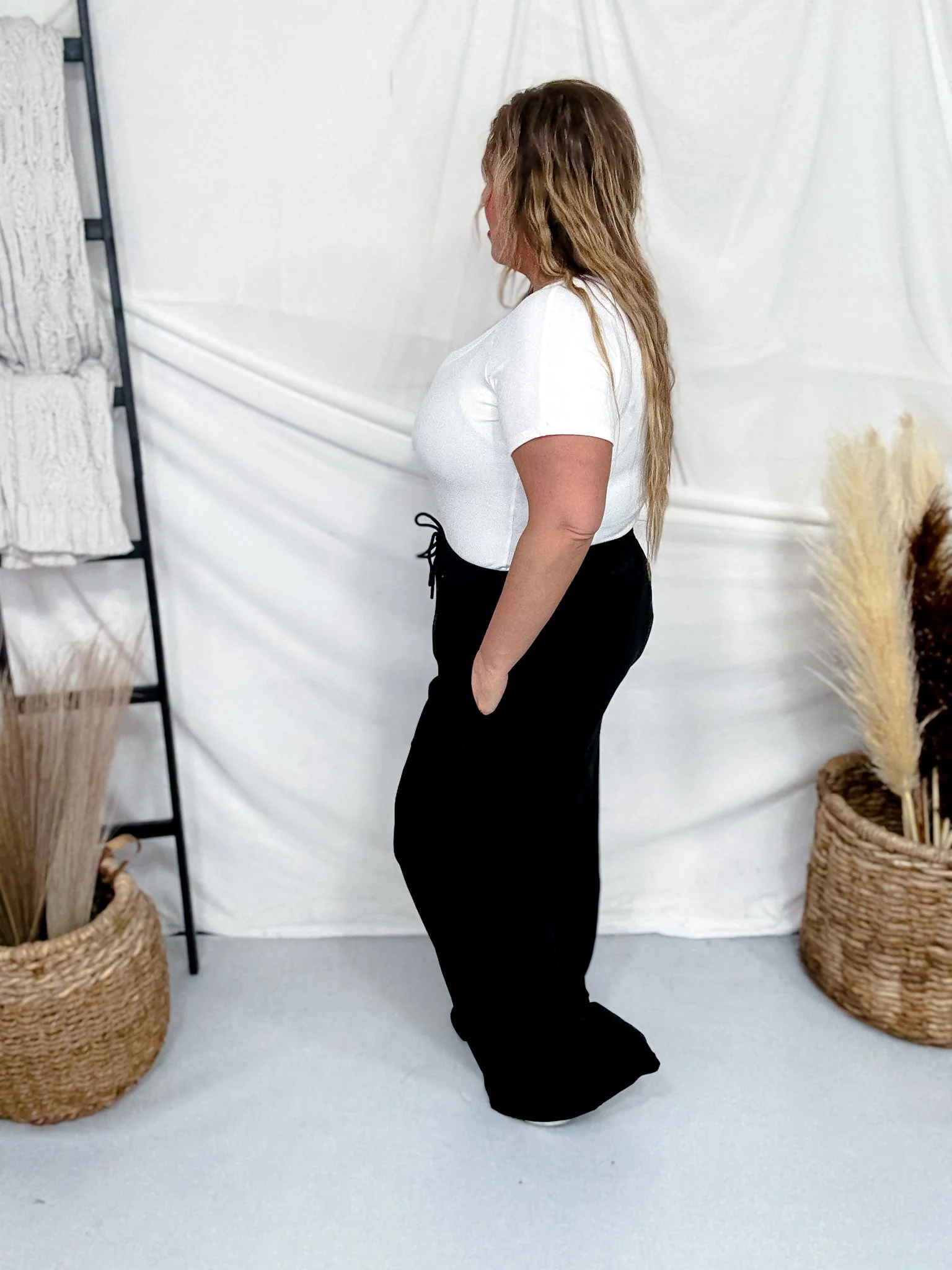 Soft Ribbed Thermal Wide Leg Black Pants FINAL SALE - Image 6