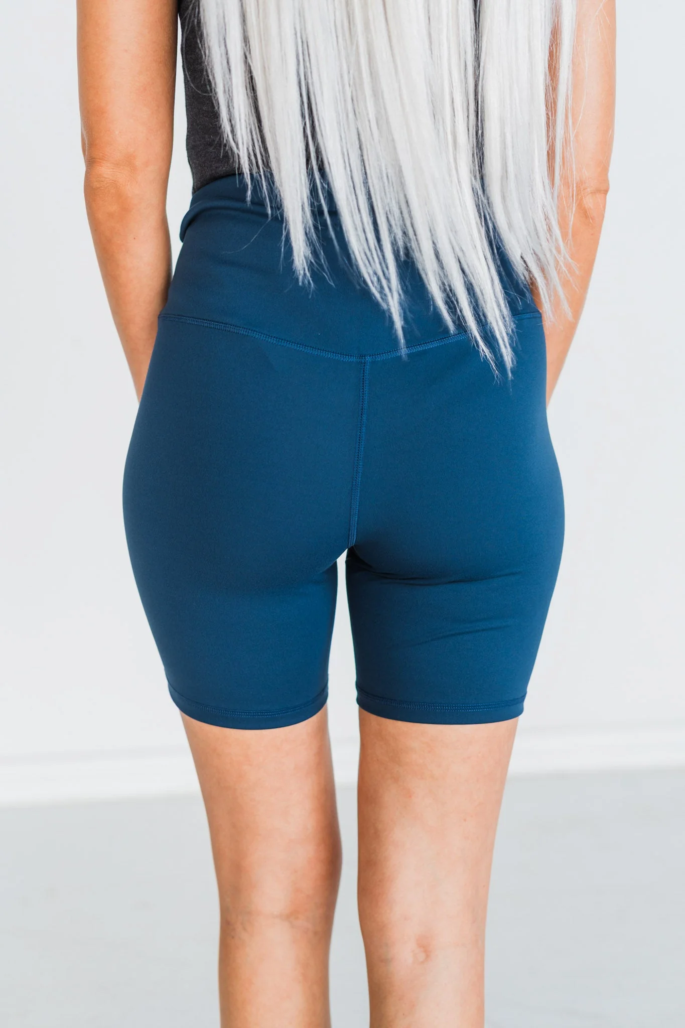 Solid Navy Biker Shorts FINAL SALE - Image 3