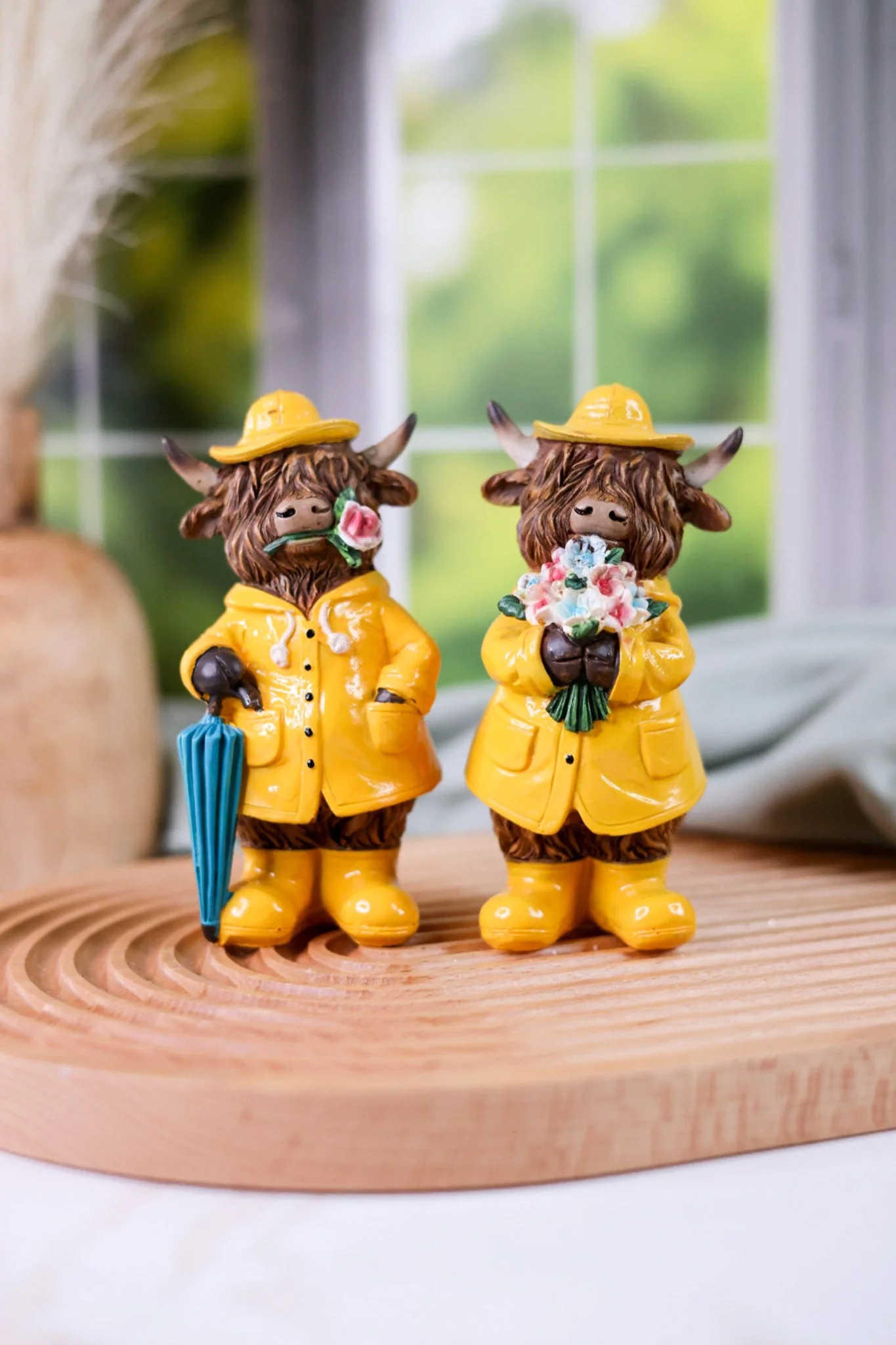 Spring Showers Resin Highland Cow Figurines (2 Styles) FINAL SALE