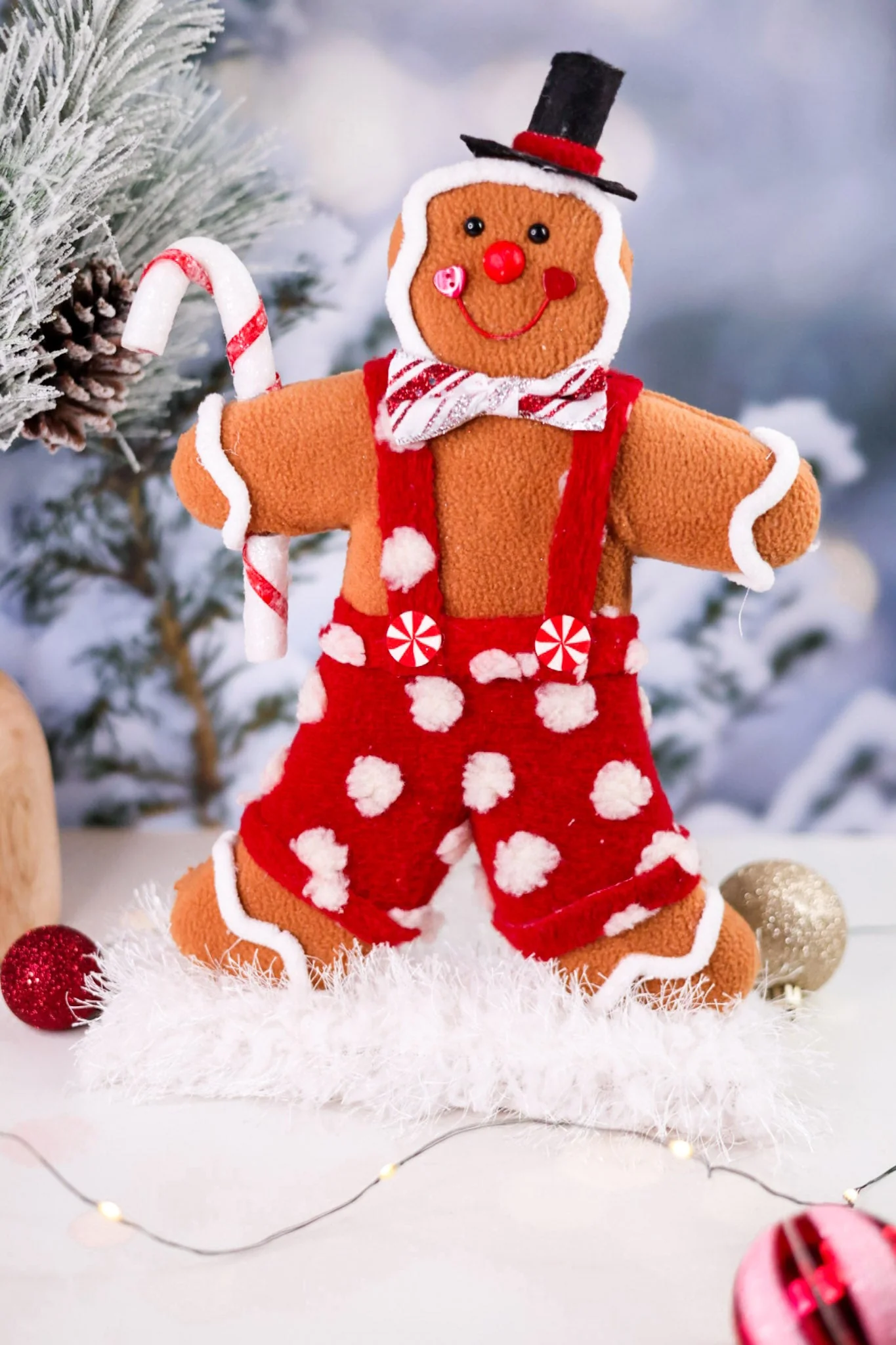 Standing Fabric Gingerbread Man With Top Hat FINAL SALE - Image 2