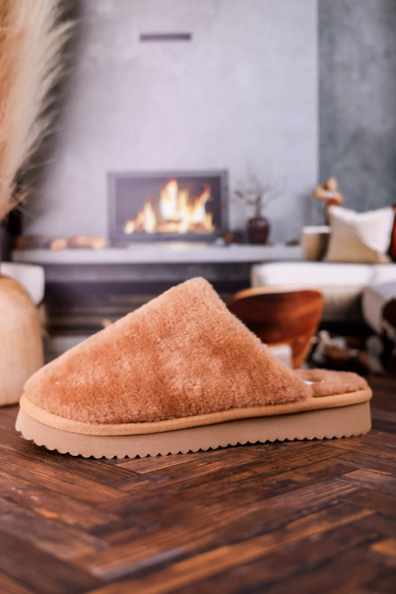Tan "Comfy" Fuzzy Slippers FINAL SALE - Image 3