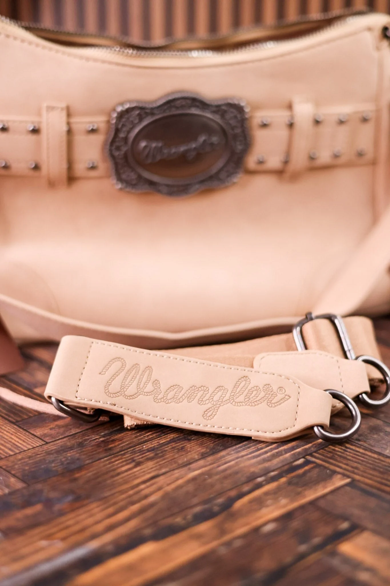 Tan Faux Leather Wrangler Belt Buckle Fringe Purse FINAL SALE - Image 7
