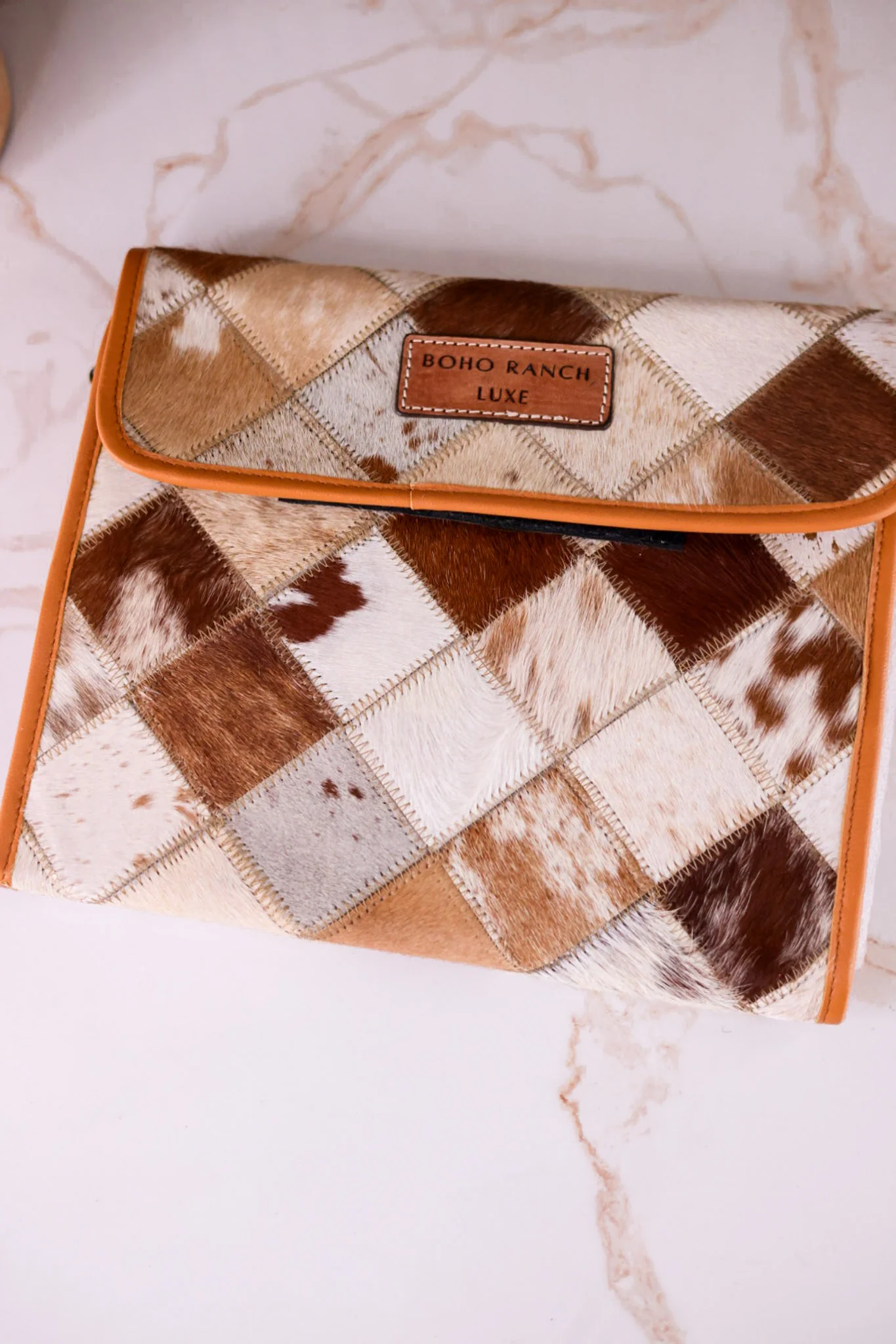Tan Hair-On Foldable Makeup/Jewelry Bag - Image 4