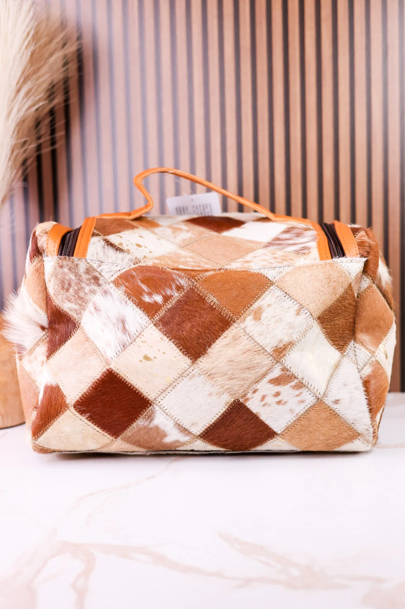 Tan Hair-On Leather Travel Toiletry Bag - Image 3