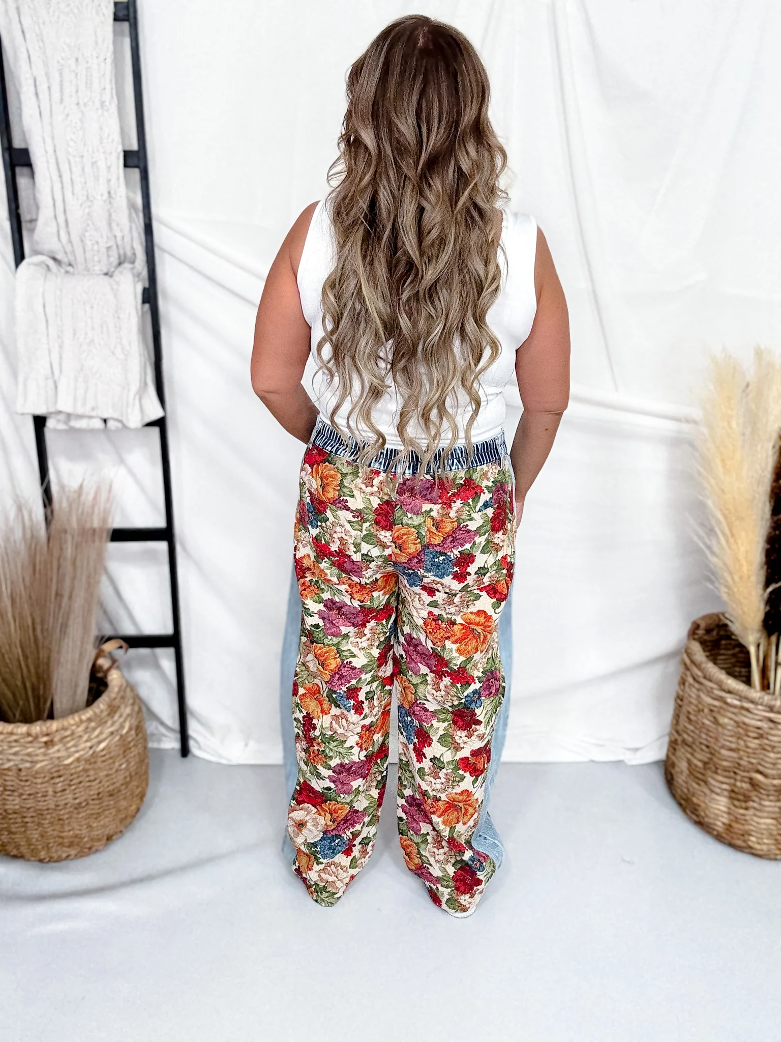 Tapestry Floral Panel Denim Pants FINAL SALE - Image 6