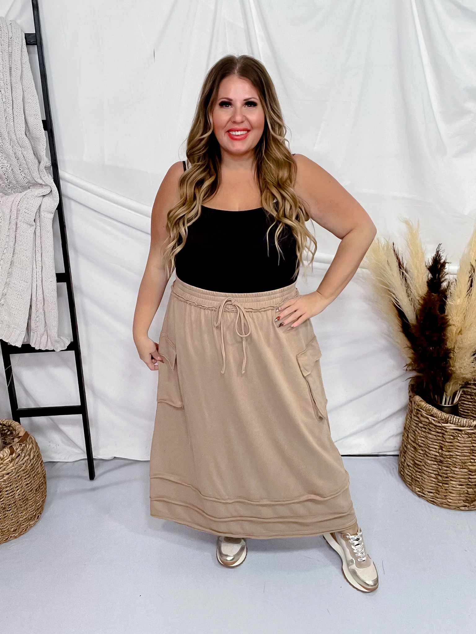 Taupe Acid Washed French Terry Skirt FINAL SALE - Image 6