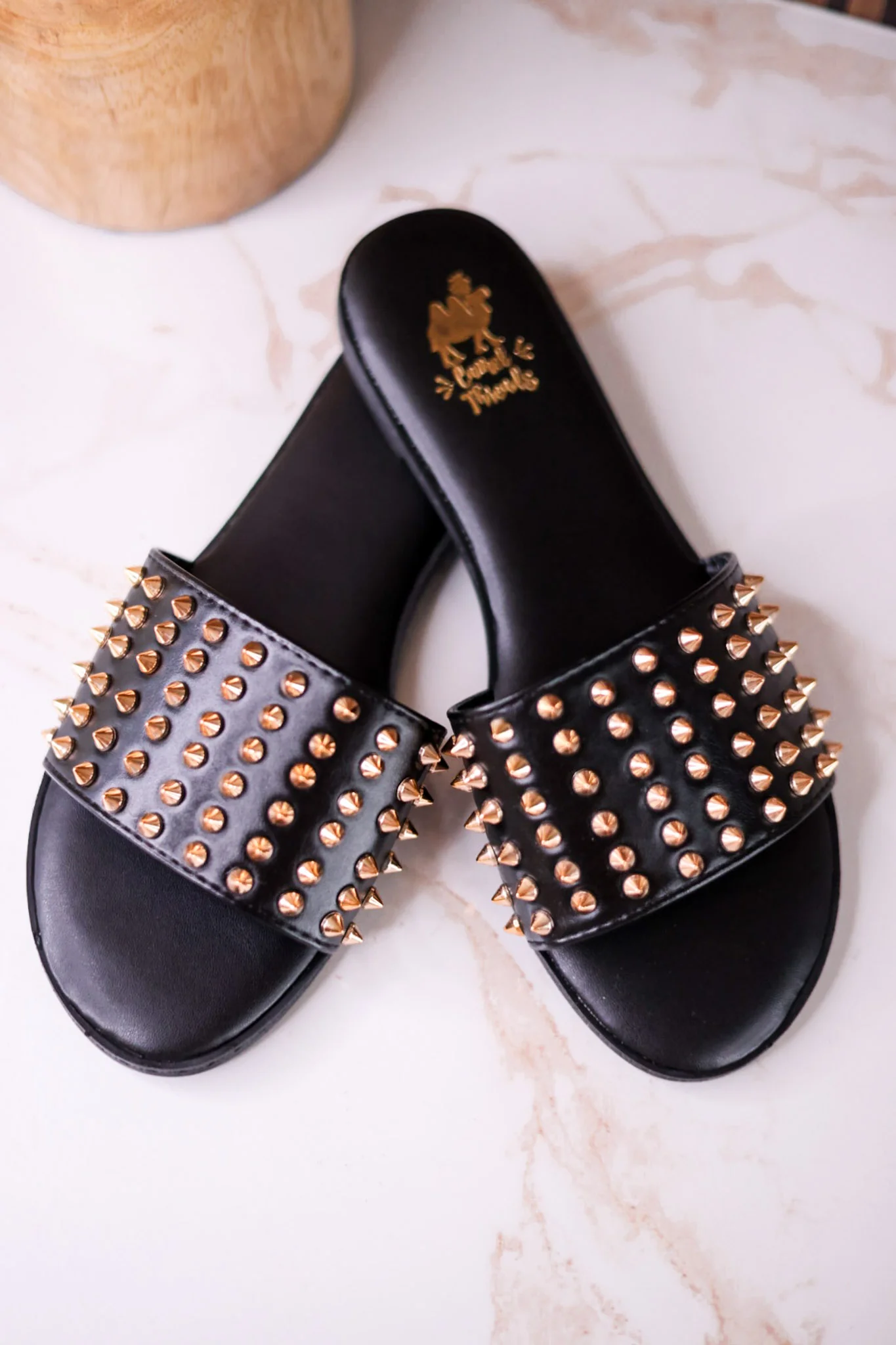 The Flirtini Black Studded Sandals FINAL SALE - Image 3