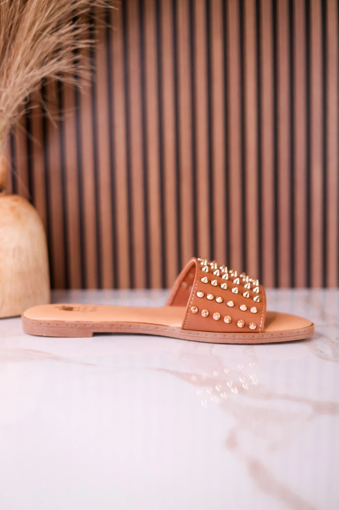 The Flirtini Studded Sandals In Camel Brown FINAL SALE - Image 10