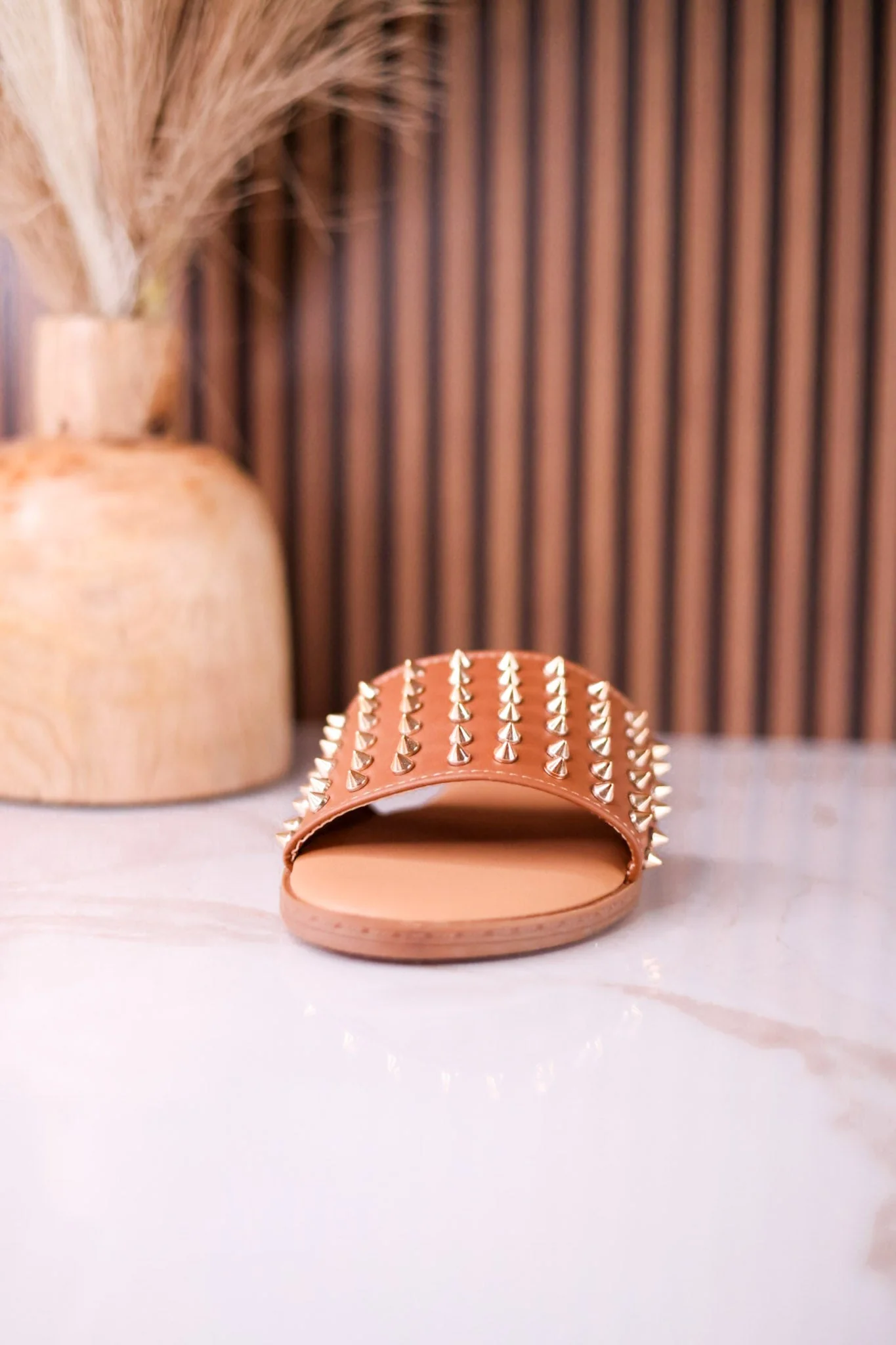 The Flirtini Studded Sandals In Camel Brown FINAL SALE - Image 9
