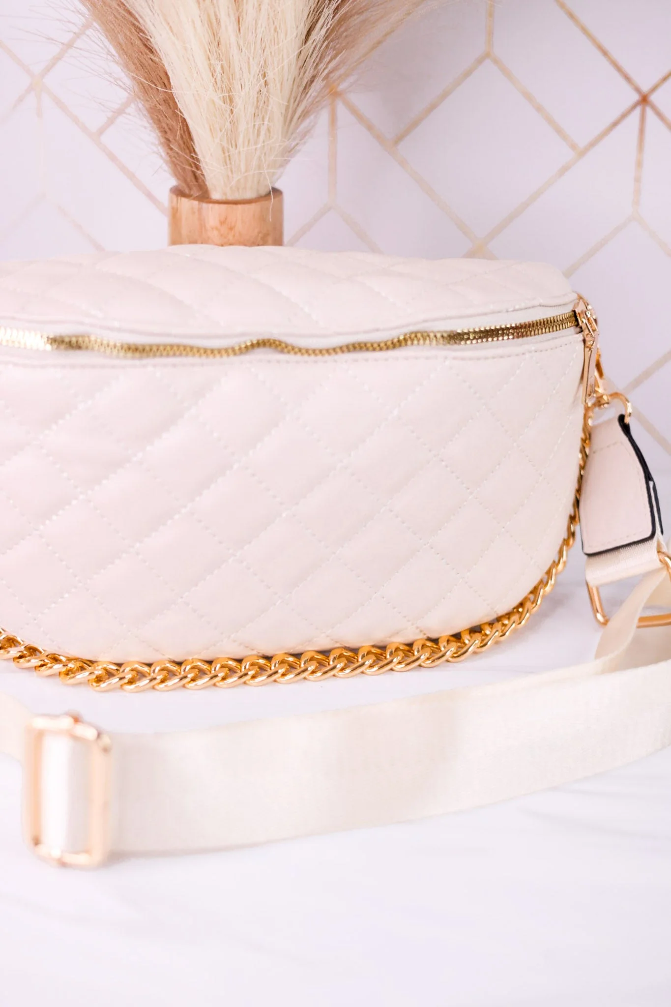 The Sylvie Quilted Belt Bag In Bone FINAL SALE - Image 5